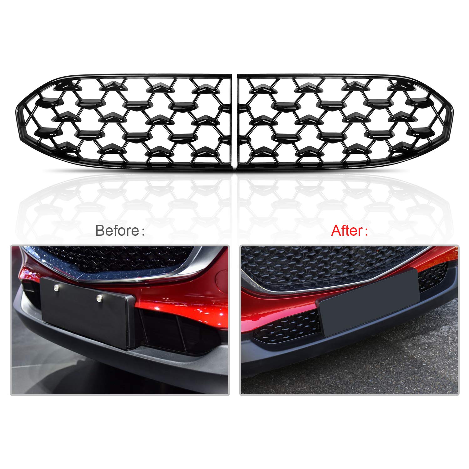 Cdefg Cx30 Front Grill Mesh Inserts Trims Front Grille Guard For 2019 2020 2021 2022 2023 Mazda Cx-30 Car Exterior Accessories Abs Material(2Pcs) (320Mm For Cx30 Preferred Grilles)