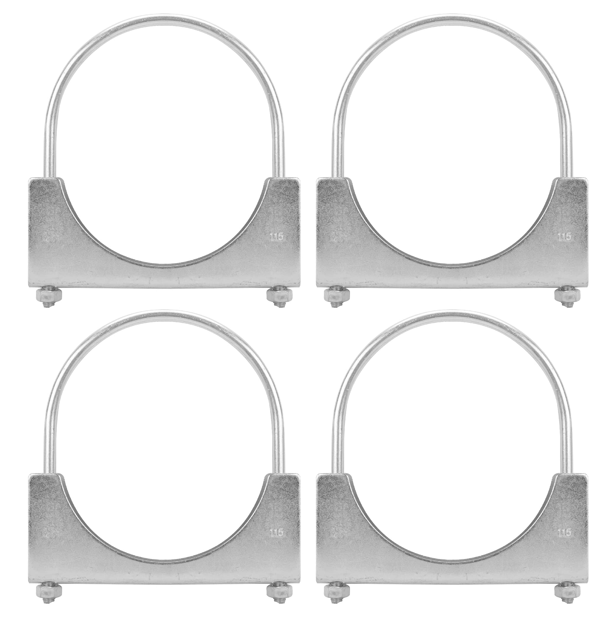 Batoneco 4.5'' U Bolt Clamp, Muffler Exhaust Clamps,4-1/2 Inch Saddle Style Heavy Duty Mild Steel(4-Pack)