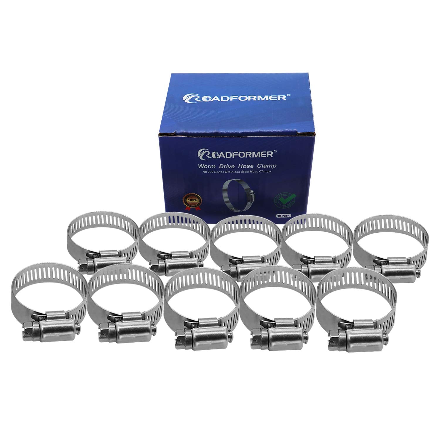Roadformer 1.75'' Worm Gear Hose Clamp - Sae 28 Size, Full Stainless Steel With 1/2'' Band Width, Working Range 33Mm - 57Mm Hose