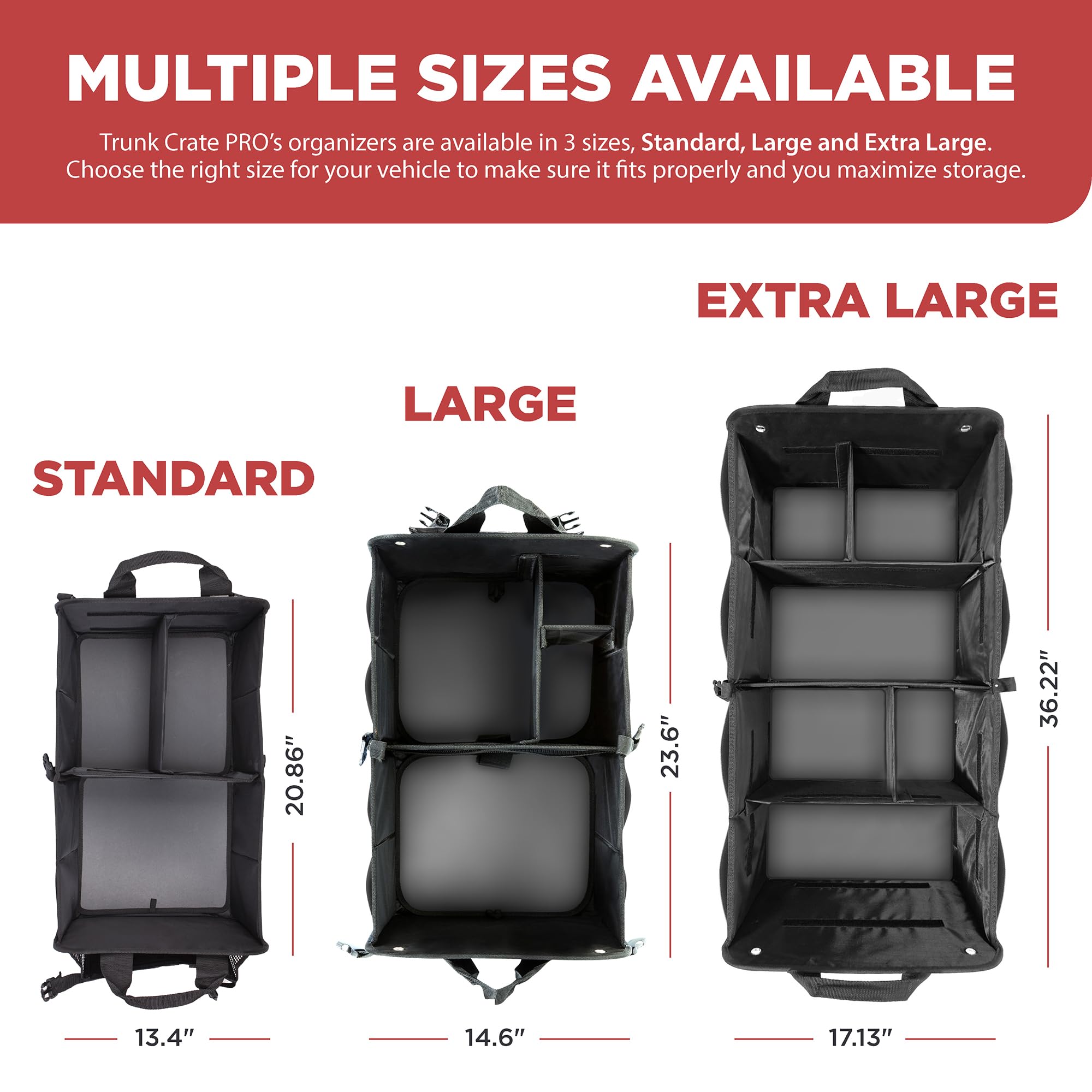 Trunkcratepro Car Trunk Organizers | Trunk Organizer, Car Storage Organizer - Premium Compartments Collapsible Portable Car Trun