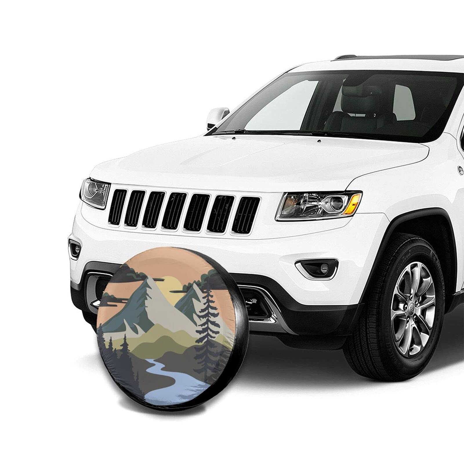 Camper Spare Tire Cover Mountain Adventure Wheel Protectors Tyre Covers Weatherproof Wheel Covers Universal Fit For Trailer Rv S