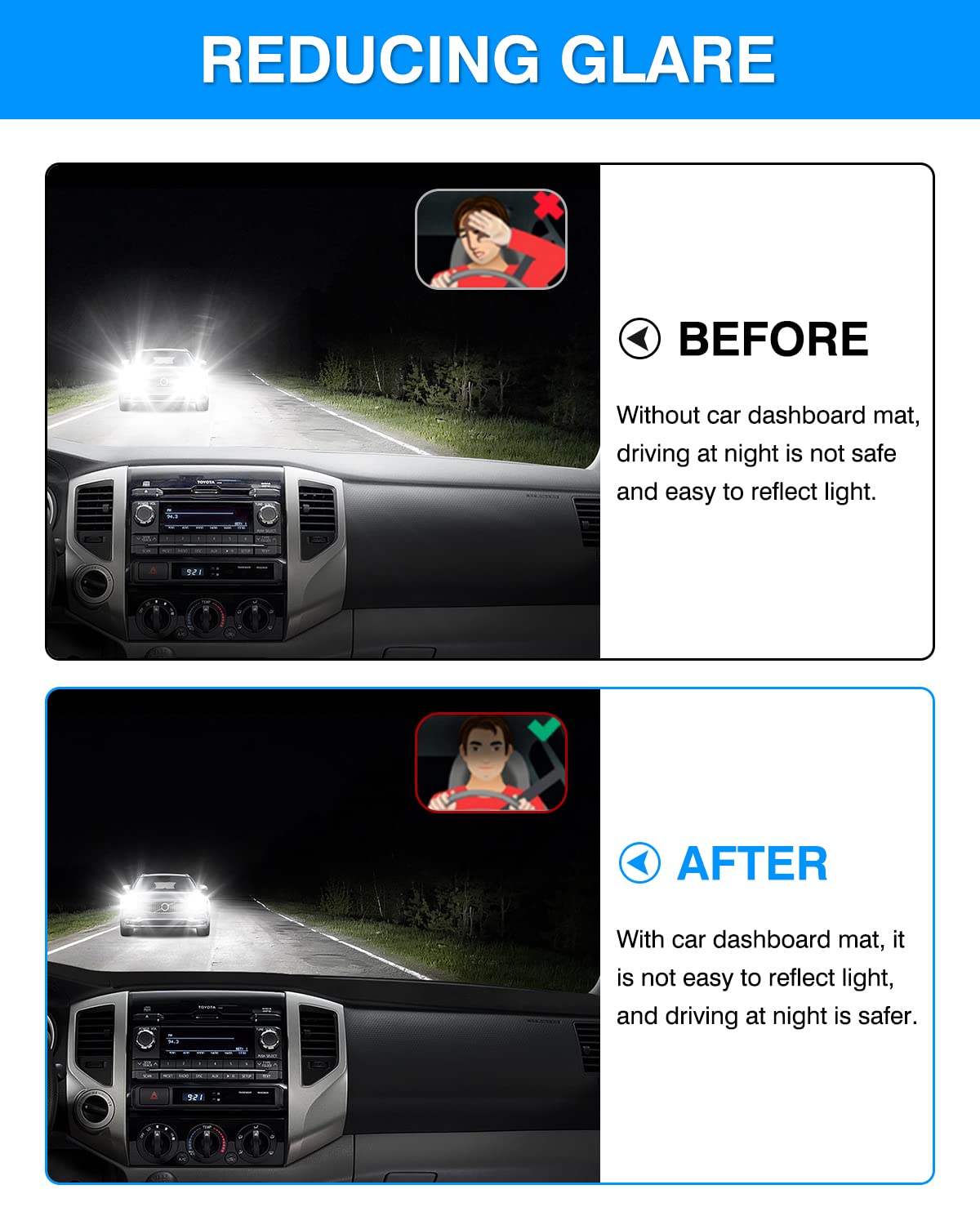 Autorder Dashboard Cover Mat For 2005-2015 Toyota Tacoma Pickup Accessories Dash Cover Flannel Dash Mat Sunshade Glare Uv Rays P