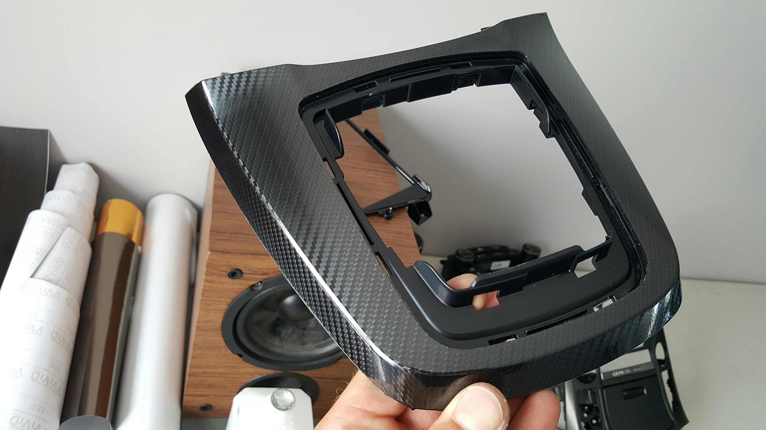 Vvivid Epoxy High Gloss Carbon Vinyl Automotive Wrap Film Diy Easy To Install No Mess (3Ft X 5Ft, Black)