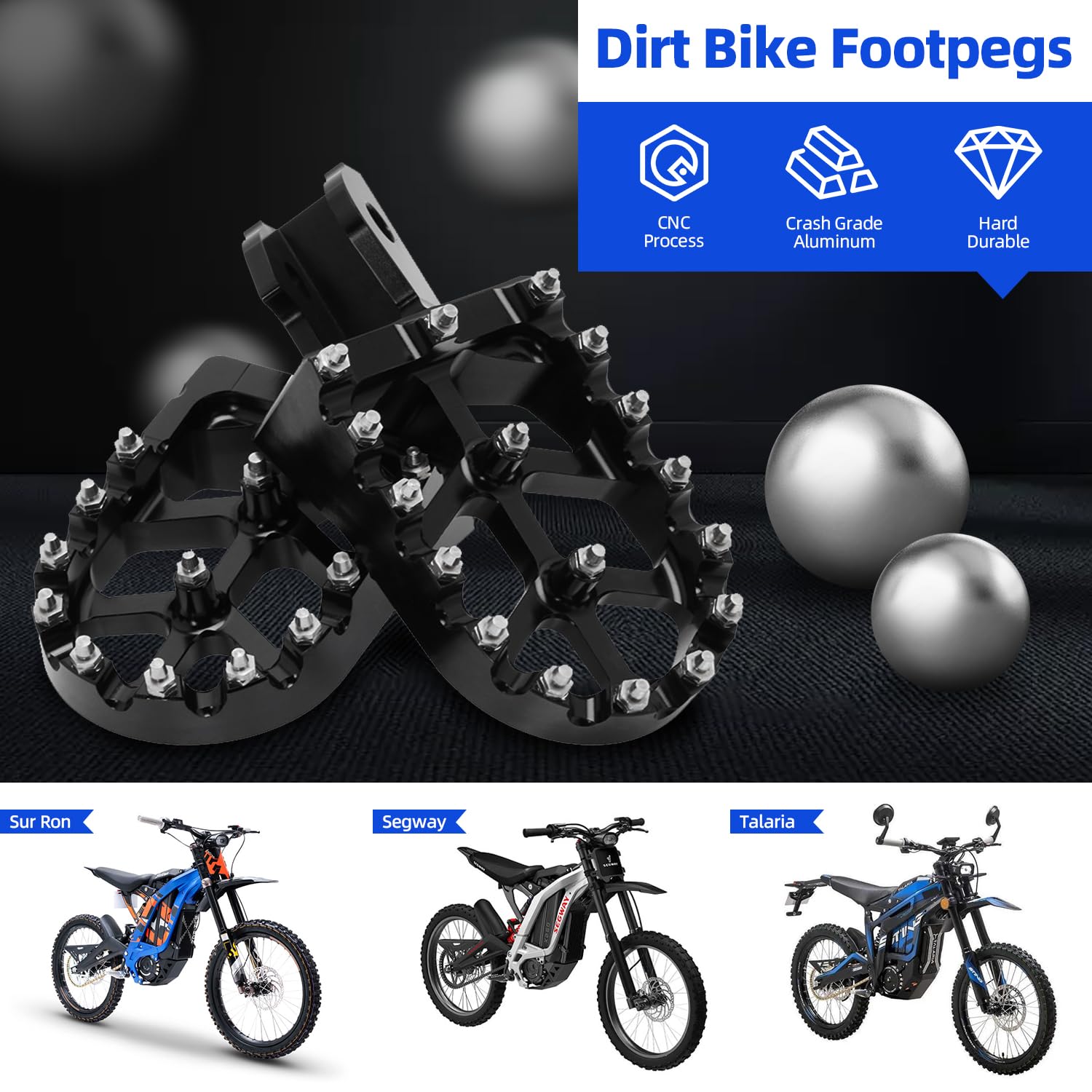 CHANGCHENG Dirt Bike Foot Pegs Motorcycle Footpegs Foot Pedals Rests CNC for Sur Ron Light Bee S/X Segway X260 X160 Talaria Stin