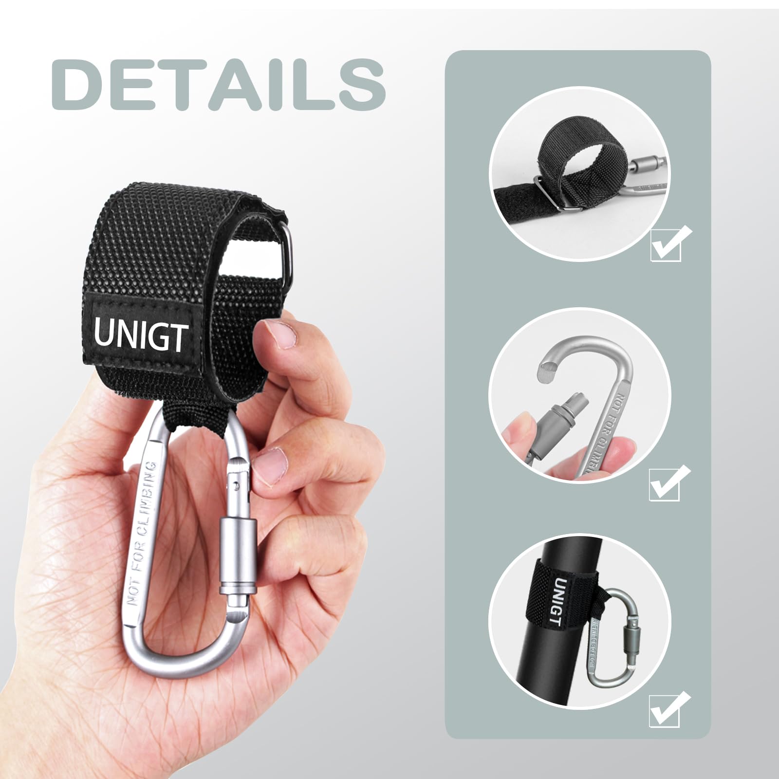 Unigt 2 Pack Utv Hook For Hanging Headsets, Helmet And Goggles, Multipurpose Carabiners For Electric Scooter Owner Fits 1.5-2.0' Sxs Roll Cage Accessory Hook Hanger- Black