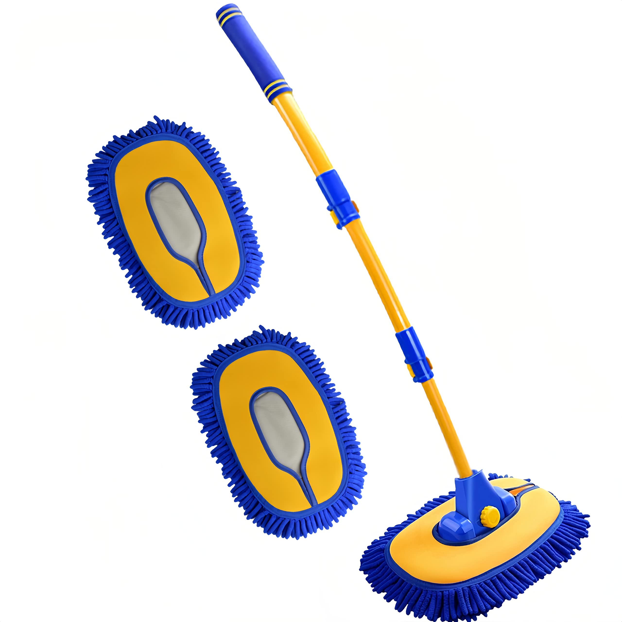 Mveqrrn Upgrade Car Wash Brush with Long Handle,Chenille Microfiber Car Cleaning Brush Supplies Kit Car Wash Mop Accessories Car