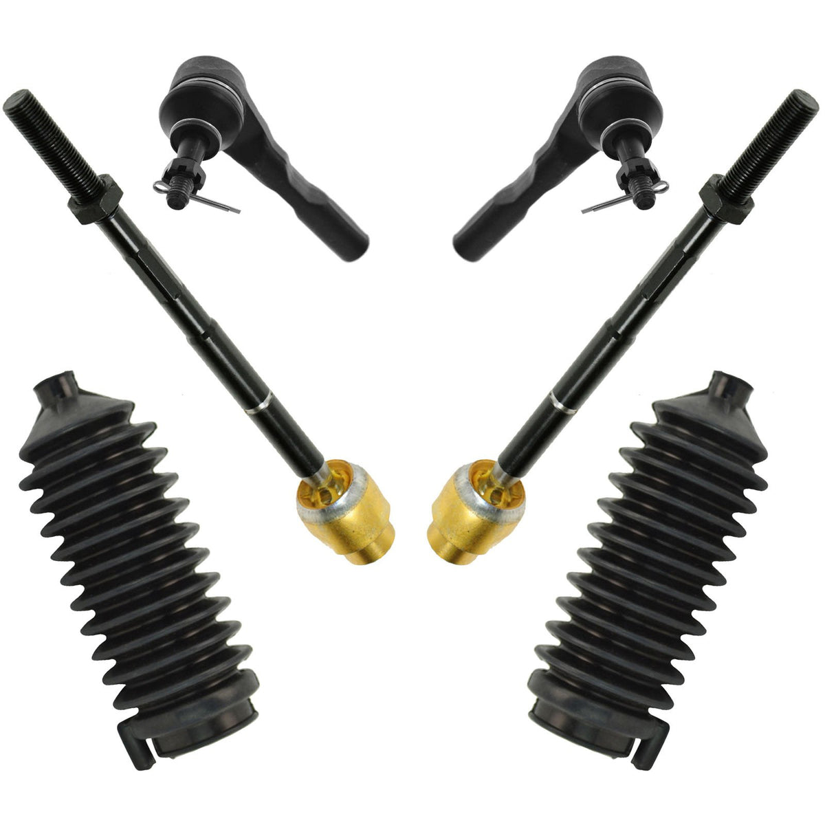 Trq Front Steering Kit Steering Rack & Pinion Bellow Tie Rod Compatible With 2006-2012 Chevrolet Malibu 2005-2010 Pontiac G6 200