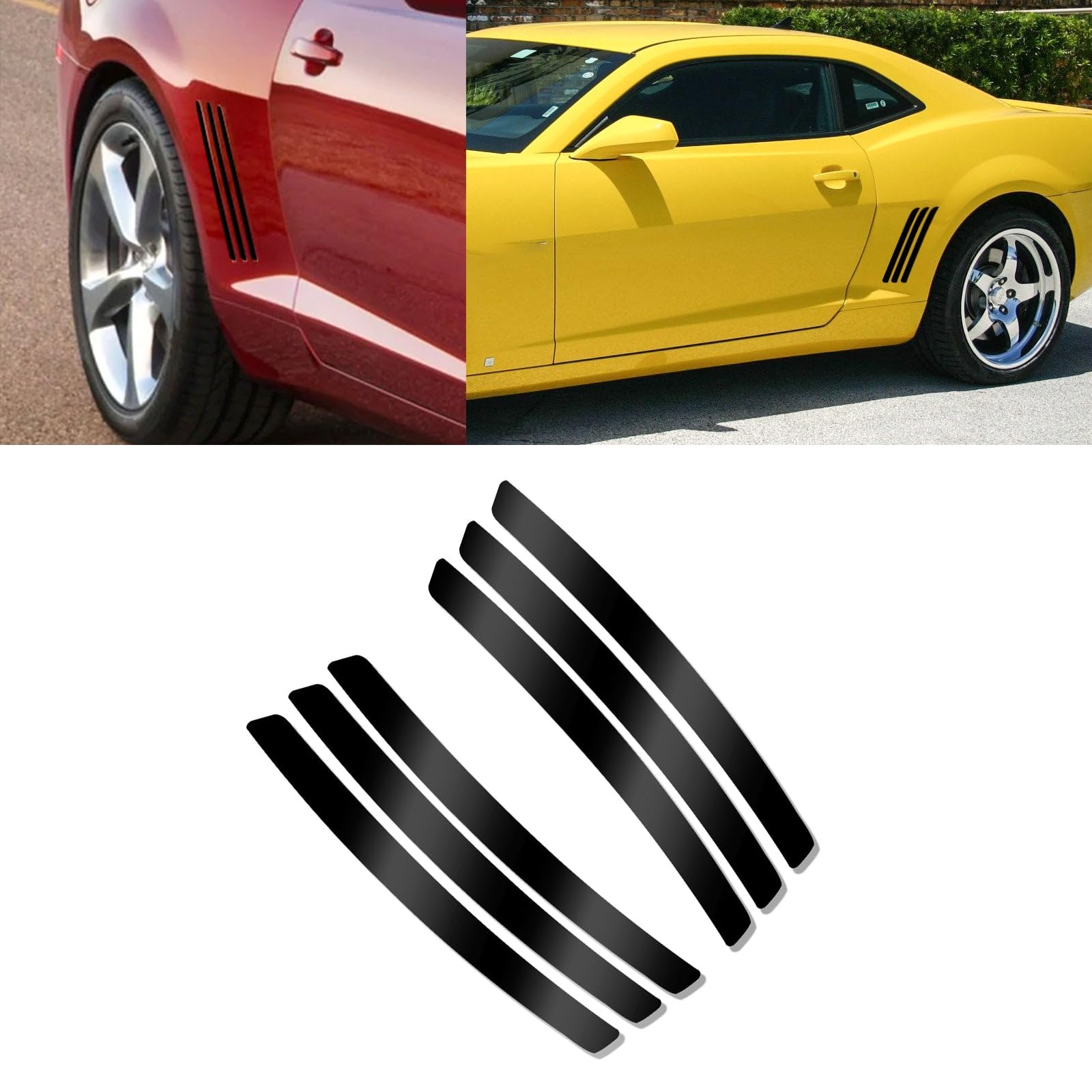 Xotic Tech 6Pcs Car Body L&R Side Vent Insert Stripe Decal Vinyl Inlay Side Vent Gill Sticker Compatible With Chevrolet Camaro 2