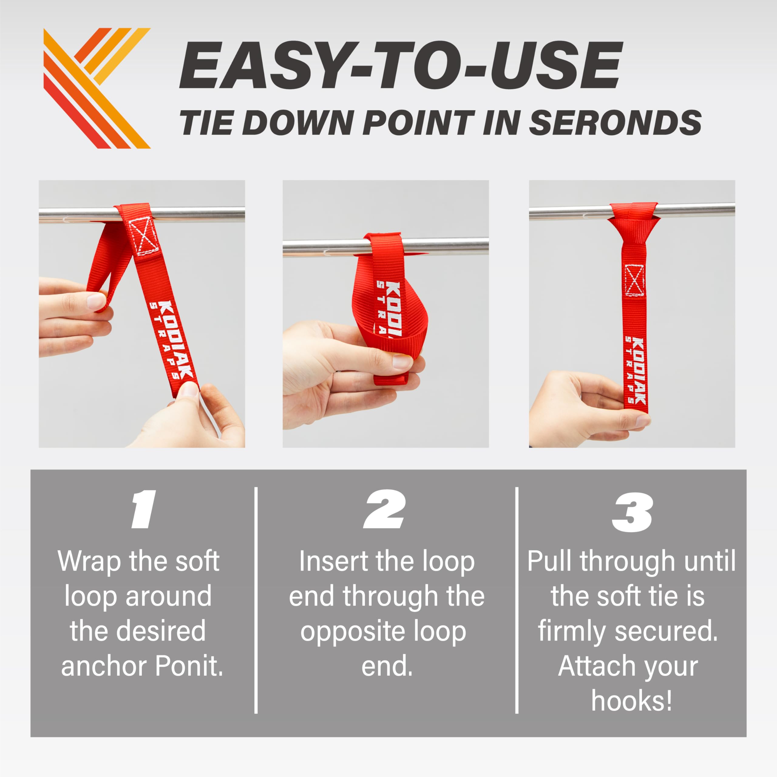 Soft Loop Tie Down Straps - 1 X 12 Inches- 4,500 Lb Load Capacity - Red 6 Pack - Loops For Securing Atv, Utv, Motorcycles, Scoot