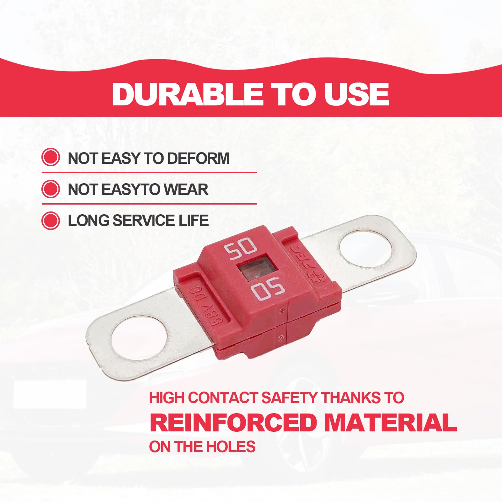 Pack of 3 AMI/Midi Fuse 50 Amp High Current Fuse Bolt-on Fuse, commonly Used in Cars, Trucks, Construction Vehicles, Agricultura