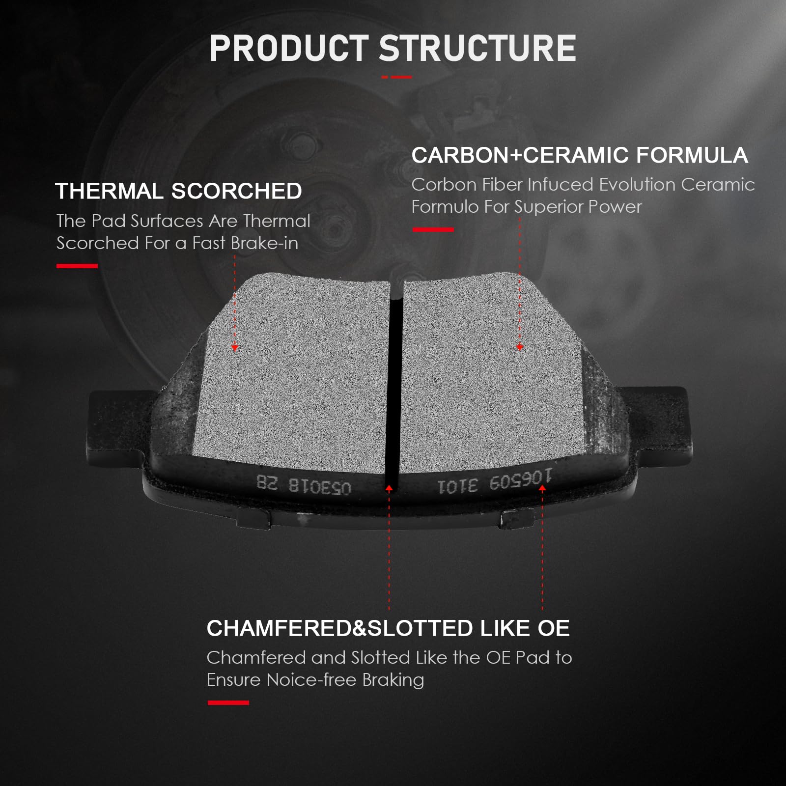 Cciyu D1107 D1456 Ceramic Front Rear Disc Brake Pad Set Fit For 10-12 For Audi A3,10-12 For Audi A3 Quattro,For Volkswagen Type