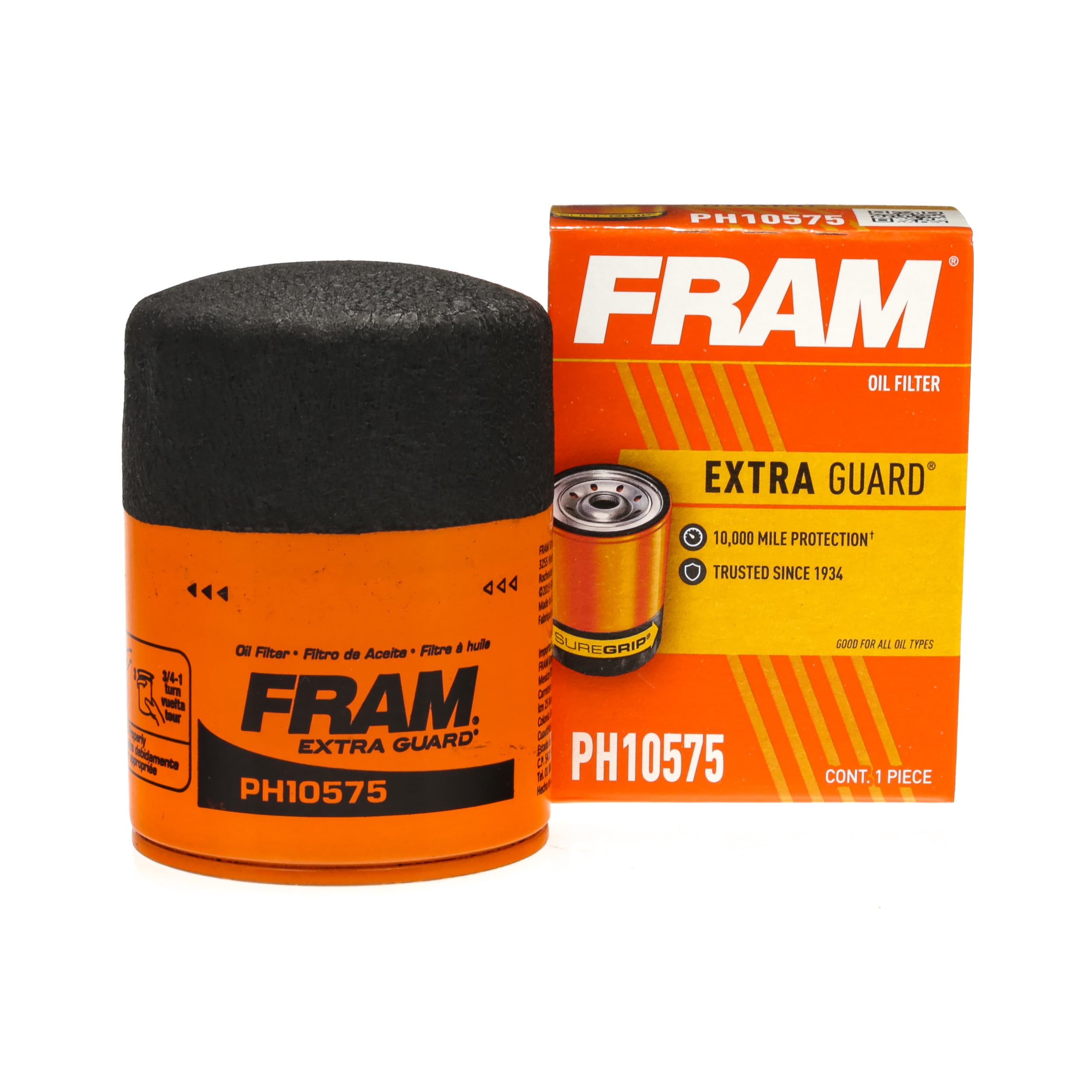 Fram Extra Guard Ph10575, 10K Mile Change Automotive Replacement Interval Spin-On Engine Oil Filter For Select Vehicle Models