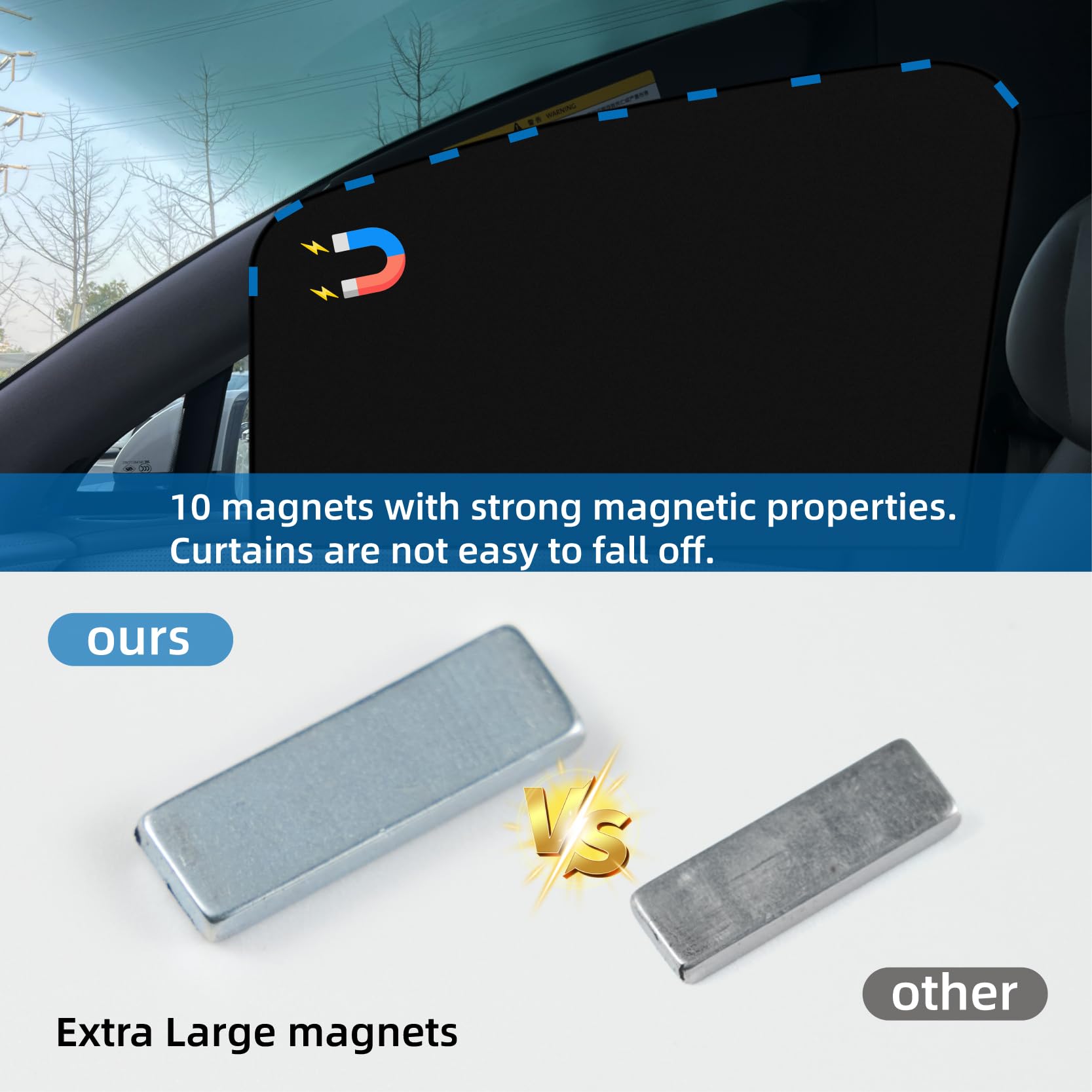 VANPET 5 Pcs Car Curtains, 99% Light Blocking Fabric Rear Seat & Side Windows Divider Curtain Baby Shades, Wide Sedan SUV Sunsha