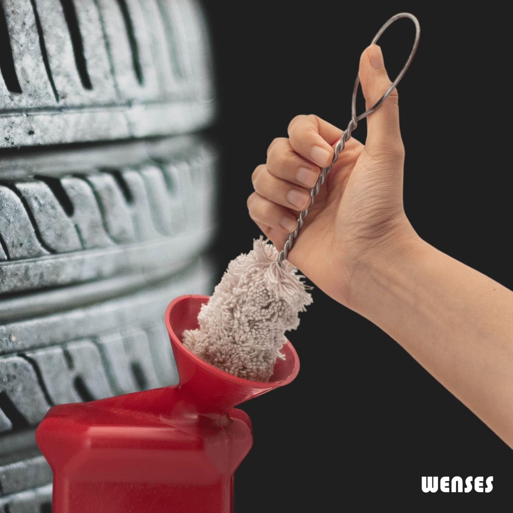 Wenses Tire Lube Brush Applicator Swab (3-Pack), 11.5'' Length, Includes Tread Depth Gauge