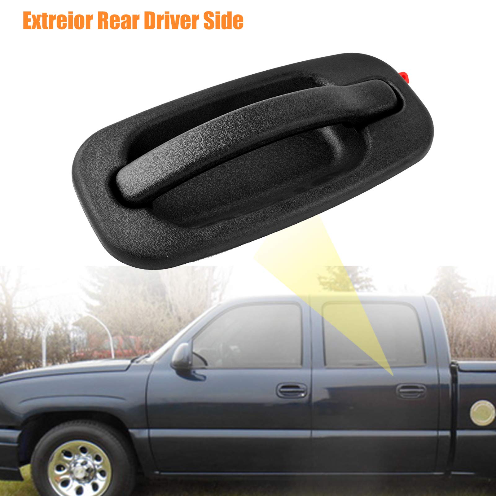 Npauto Exterior Rear Left Driver Side Door Handle Replacement For Escalade Silverado 1500 2500 Hd Suburban Tahoe Yukon Sierra, 2001 2002 2003 2004 2005 2006,Black, 80579