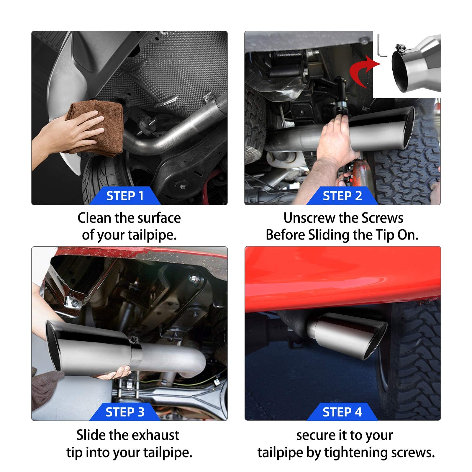 Autosaver88 5 Inch Inlet Exhaust Tip, 5'' Inlet 7'' Outlet 15'' Overall Length Chrome-Plated Finish Stainless Steel Exhaust Tail