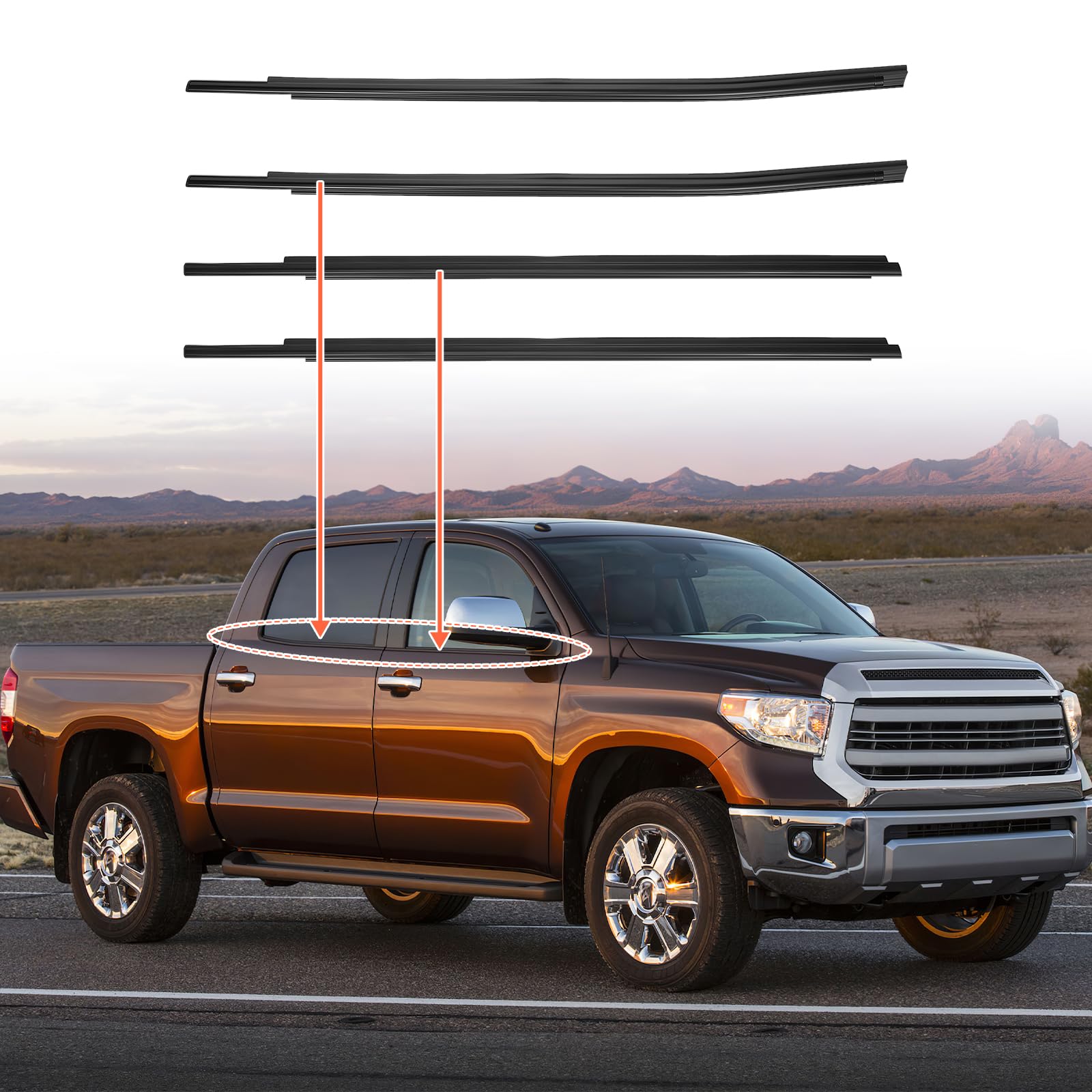 ACLONG Window Weatherstrip Moulding Trim Seal Belt Fit for Toyota Tundra Crewmax 2007-2019 Car Window Sweep Felt Seal Kit Replac