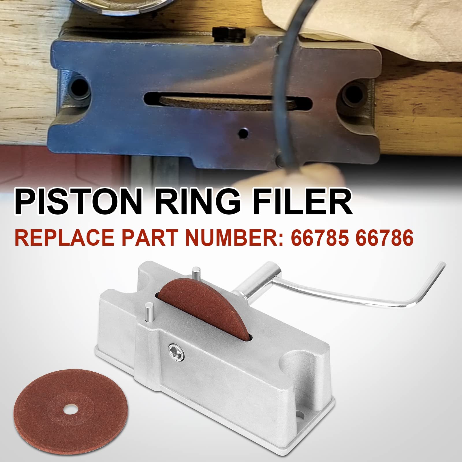Temsone Piston Ring Cutting Wheel Filing Tool, Piston Ring Grinder, Piston Ring Clearance Adjustment Tool, Manual Piston Ring Fi