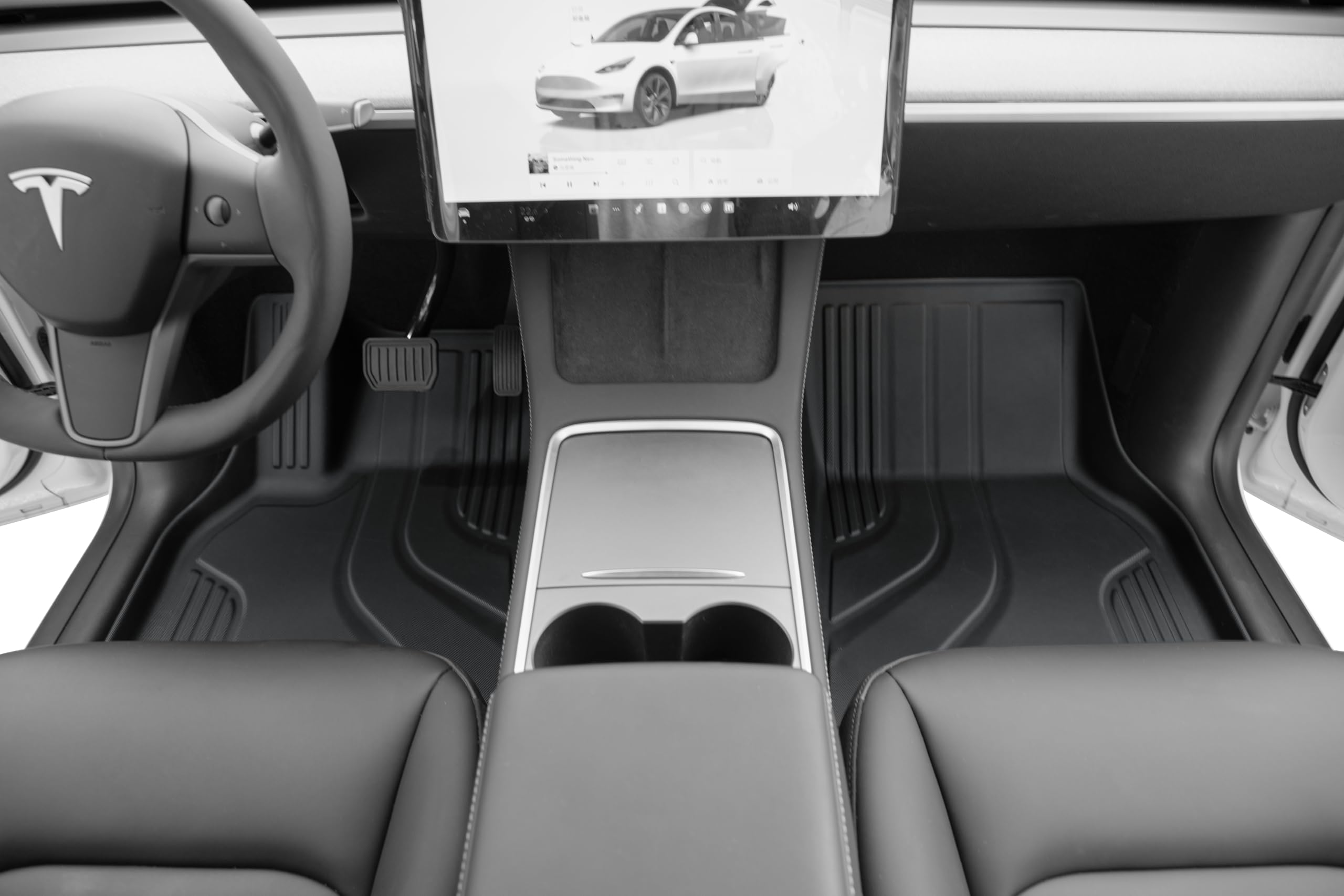 Super Liner 2021-2025 Tesla Model Y Floor Mats 6-Piece Set | Eco-Friendly Tpe All-Weather Protection | Waterproof Anti-Slip Fron