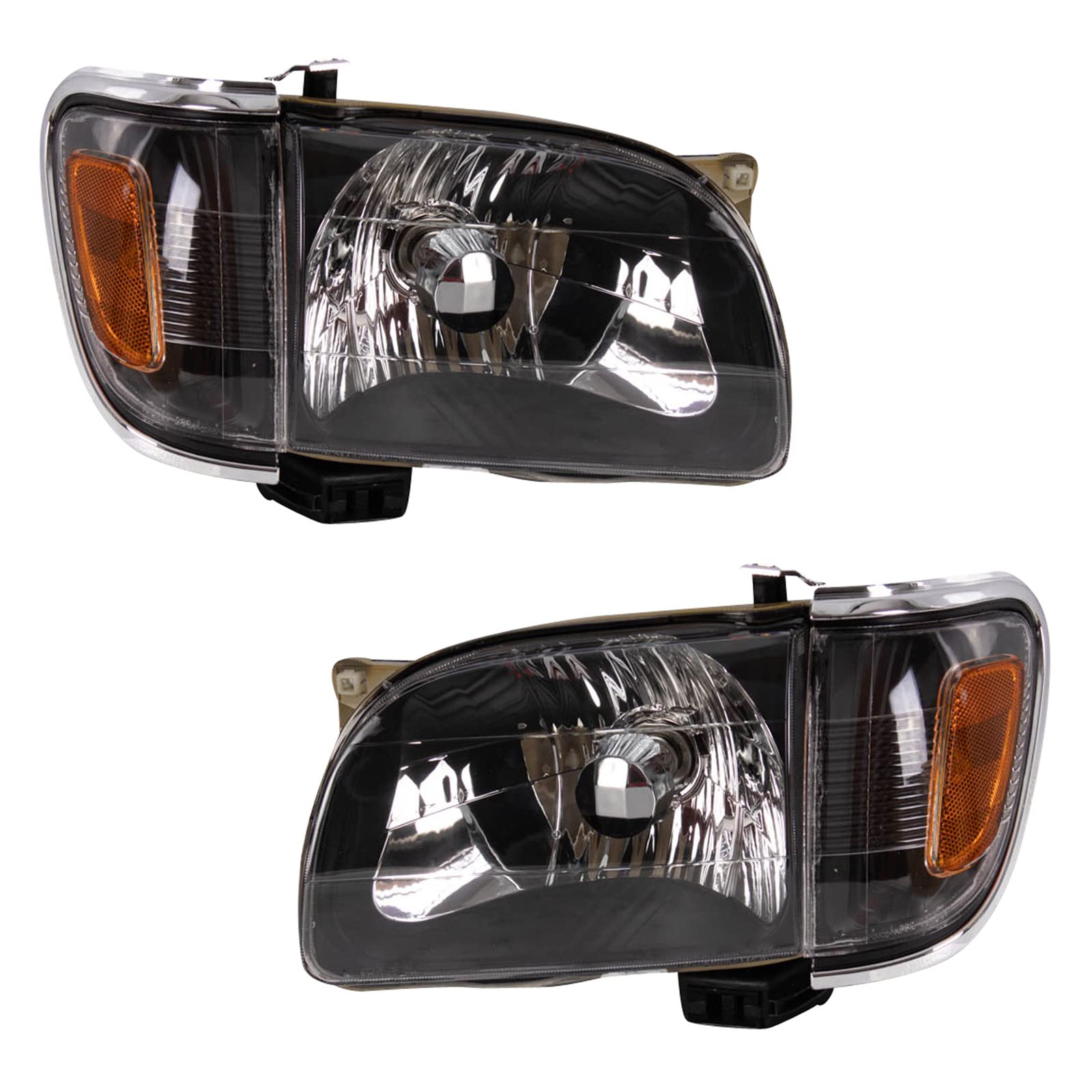Trq Headlight Assembly Set Headlights Driver & Passenger Side Halogen Compatible With 2001-2004 Toyota Tacoma To2502136 To250313