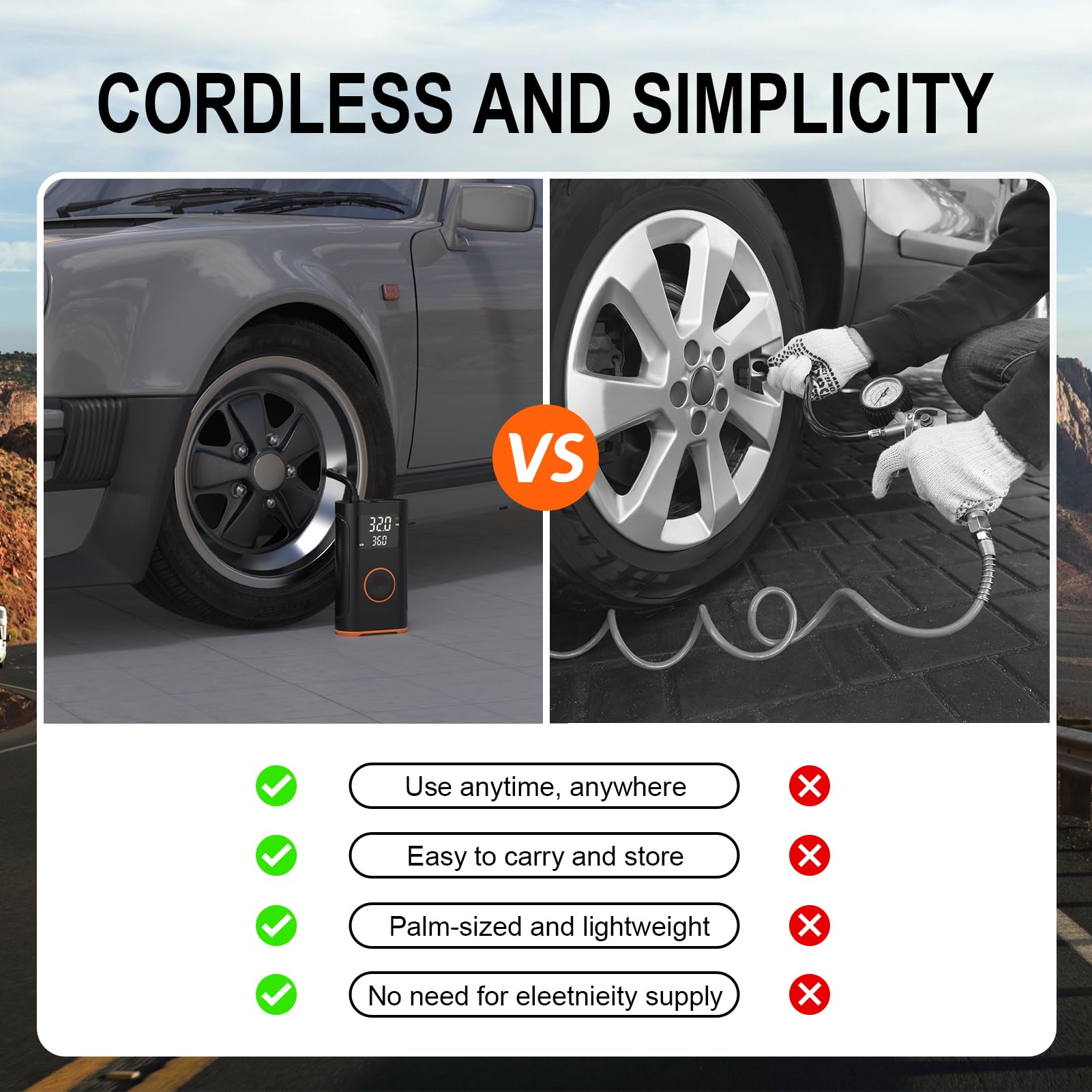 (New Upgrade) Zsx Tire Inflator Portable Air Compressor-160 Psi Portable Air Compressor For Car, Smart Electric Bike Pump With M