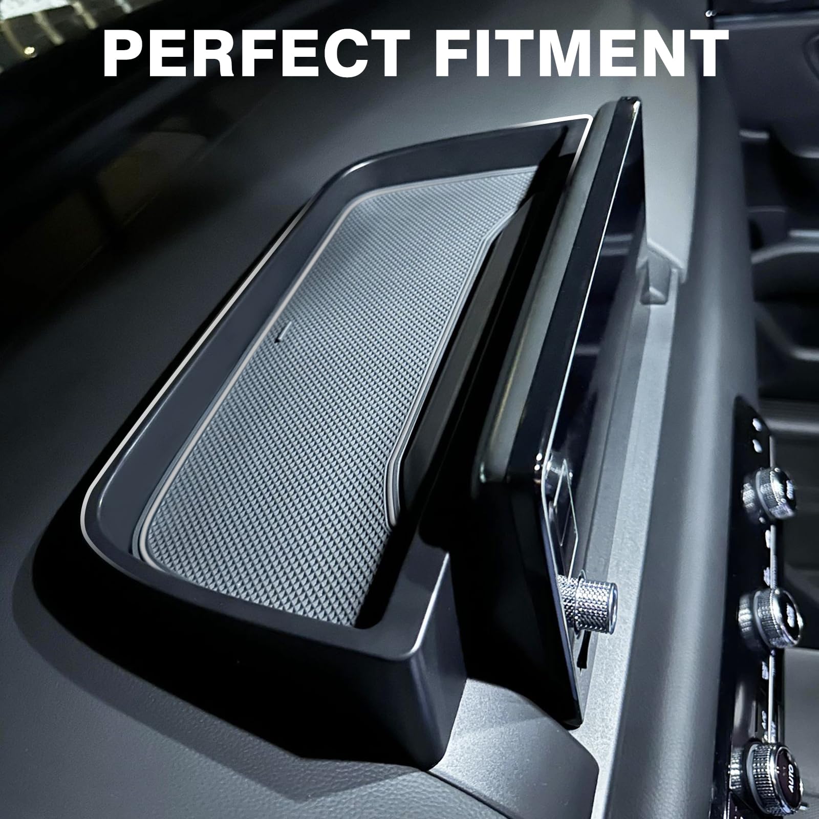 Muslogy For 2024 2023 Pilot Dash Storage Tray Insert Behind Screen Box Center Console Organizer Interior Accessories Compatible