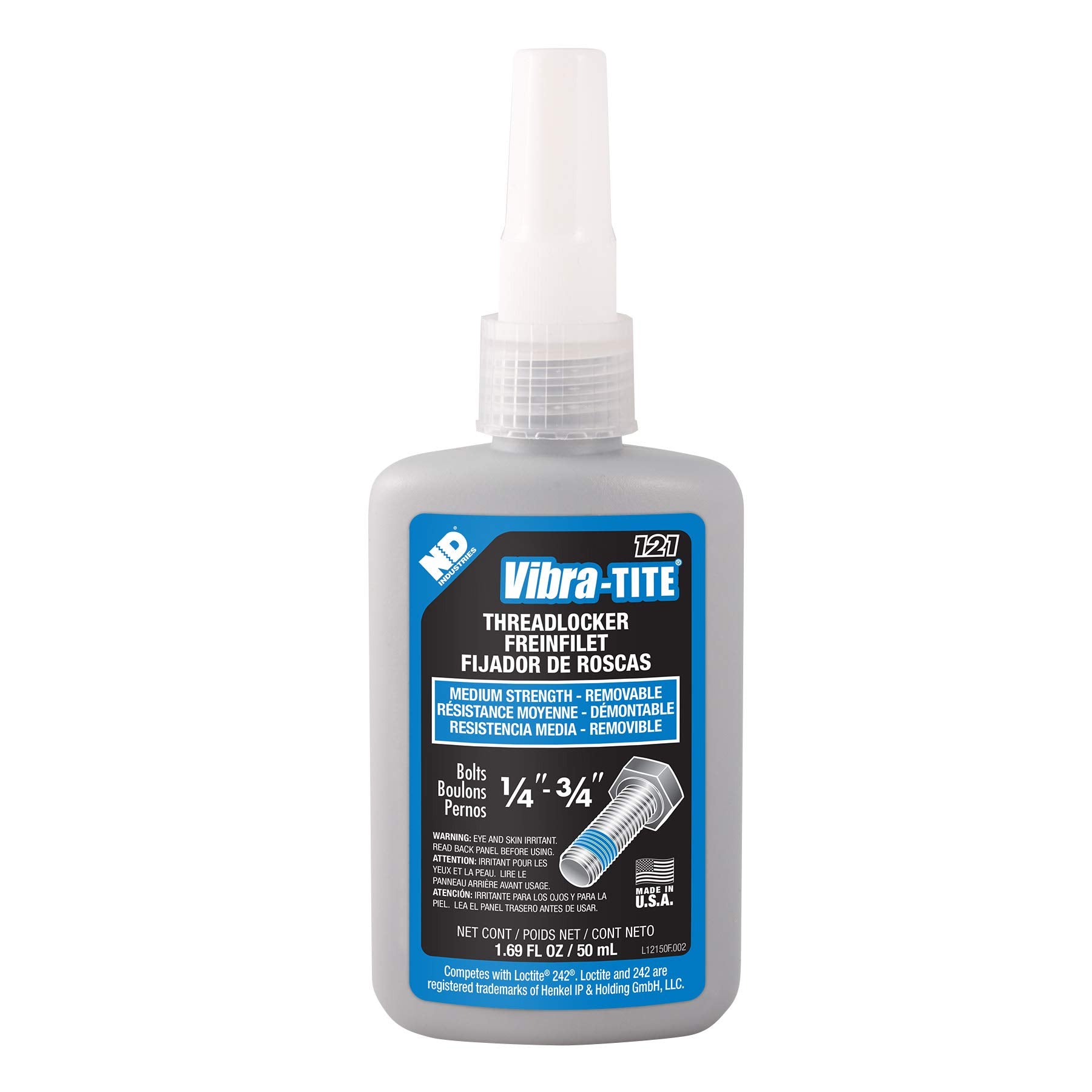 Vibra-Tite 121 Medium Strength Removable Anaerobic Threadlocker, 50 Ml Bottle, Blue