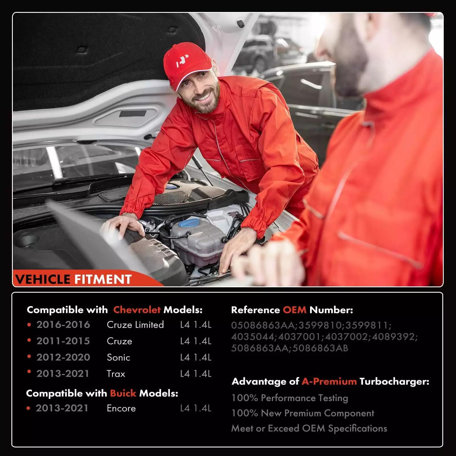 A-Premium Turbo Turbocharger And Complete Installation Kits Compatible With Buick, Chevy Vehicles - 1.4L Turbo - Encore 2013-202