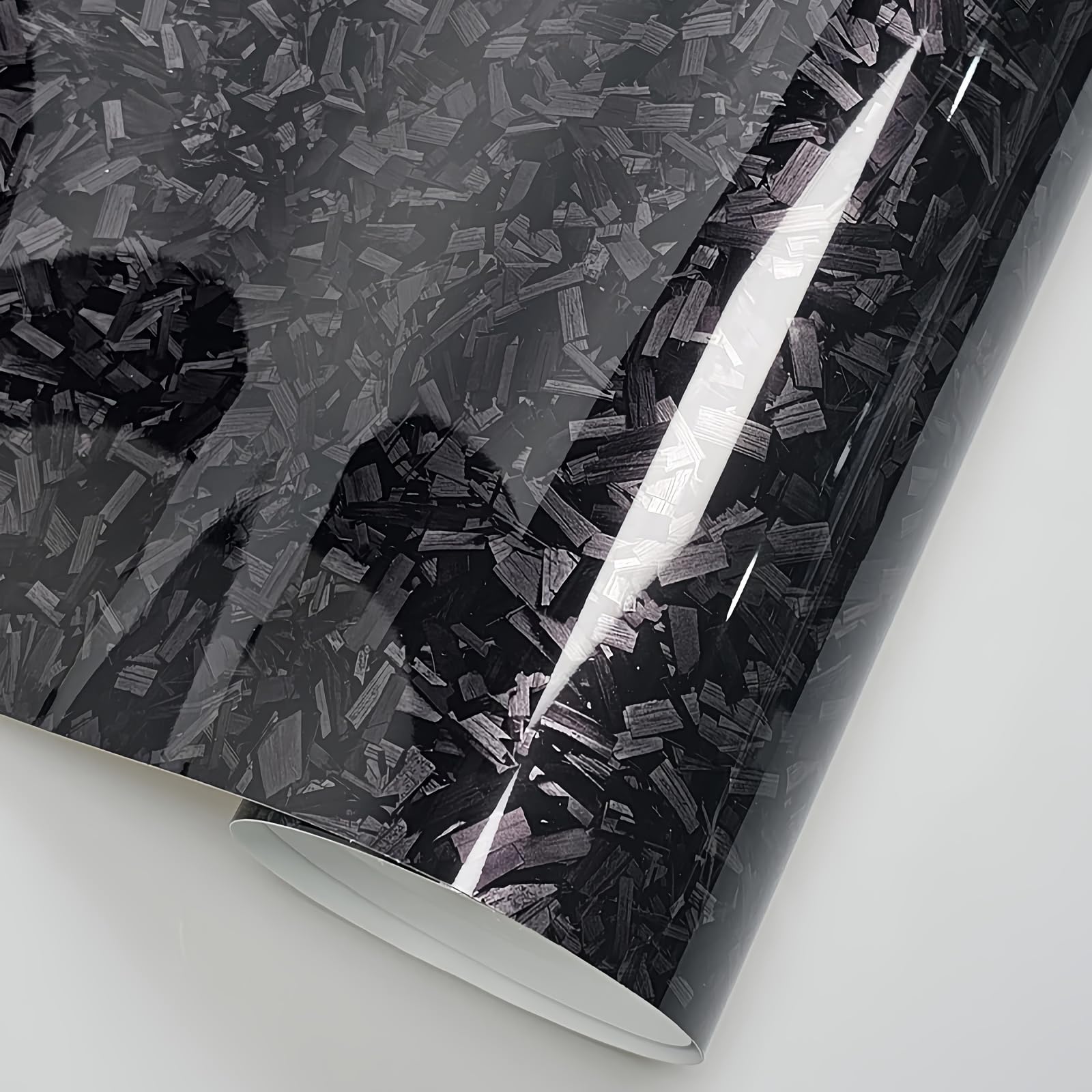 Lzlrun Forged Gloss Carbon Fiber Black Vinyl Wrap Roll Air Release Sticker Sheet Film Diy Decal Car Auto Vehicle Morotcycle Self Adhesive - 1.65Ft X 3.5Ft