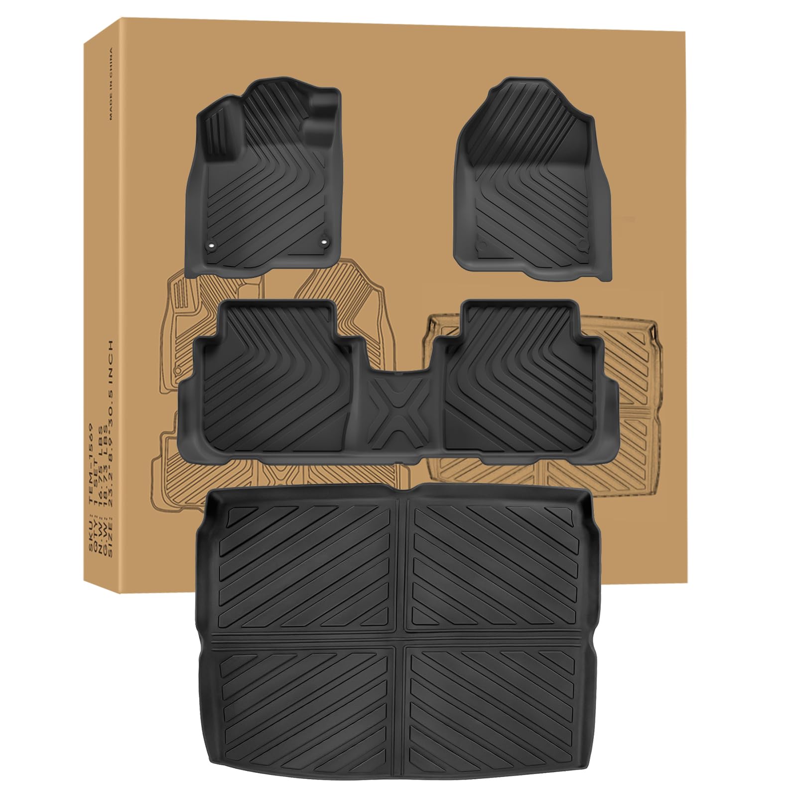 Weize Floor Mats And Cargo Liners For Honda Cr-V 2023 2024 2025 2026 (Include Cr-V Hybrid Models), All Weather Car Trunk Mat (Up