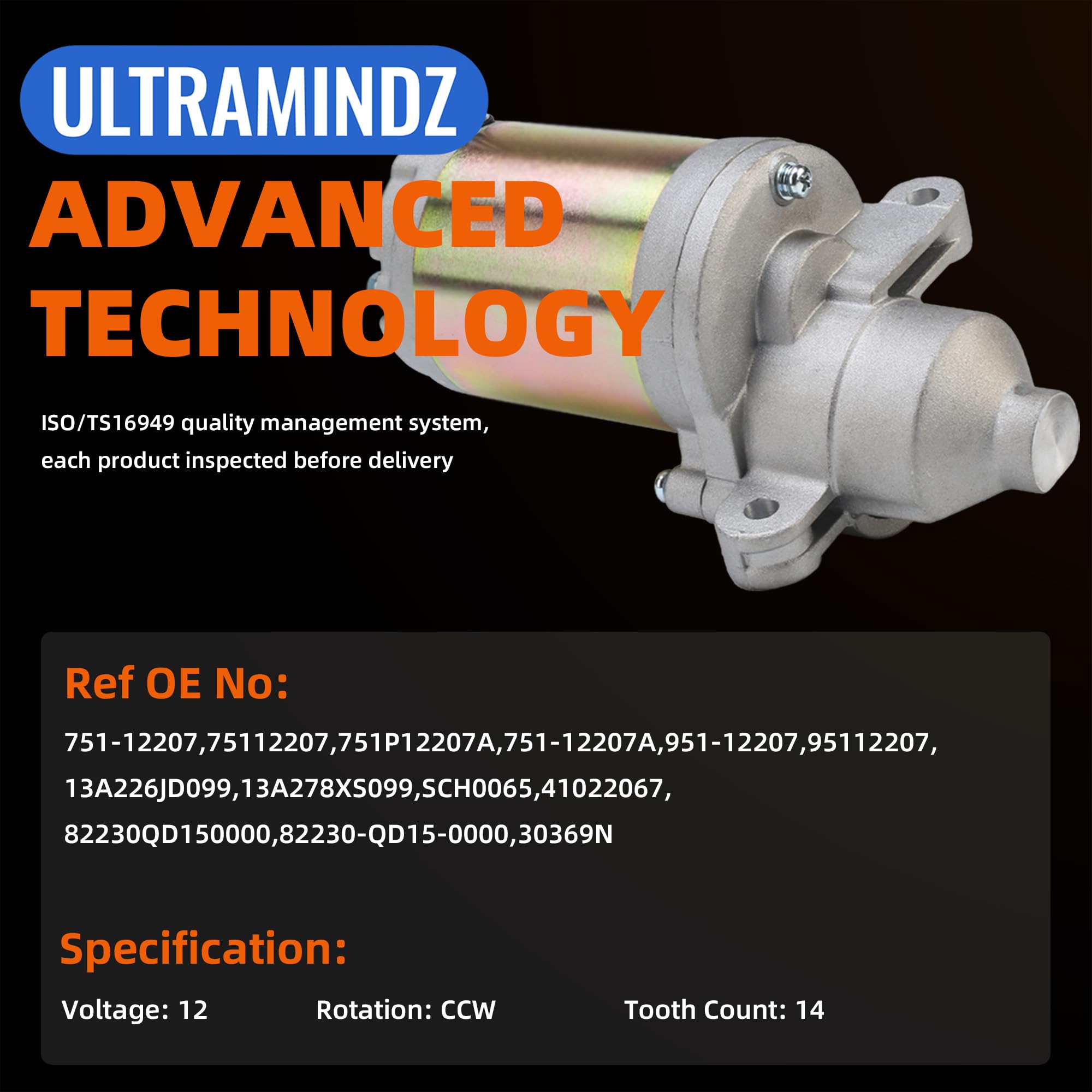 951-12207 751P12207A Starter for MTD Yard Man Craftsman Troy-Bilt Huskee Riding Mower 751-12207 30369N for JHB JHA 13A226JD099 4