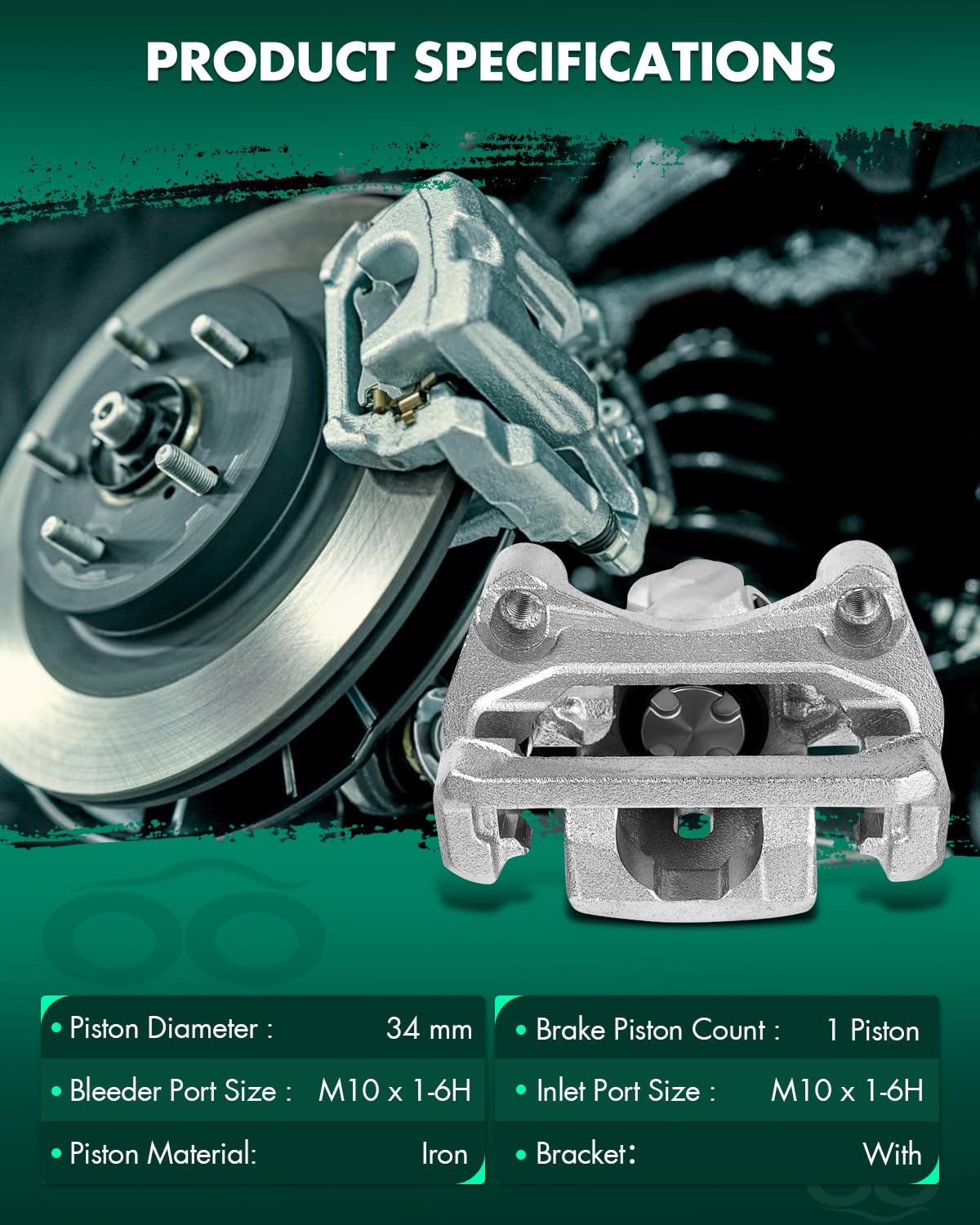 Scitoo 18B5002 Rear Left Disc Brake Caliper Assembly W/Bracket For Ford For Fusion,For Lincoln For Mkz/For Zephyr,For Mazda For