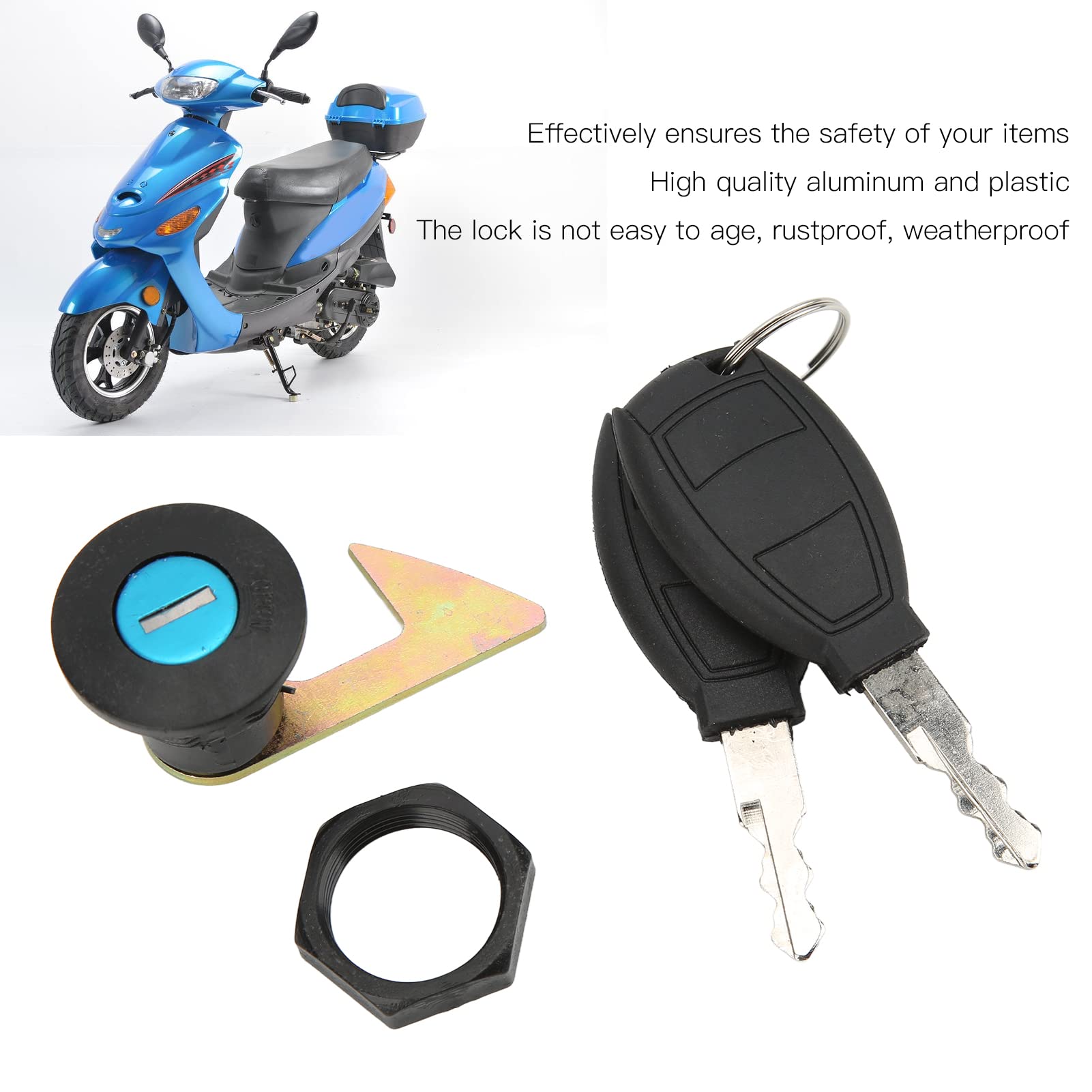 Acouto Motorcycle Fitting Tail Lock Scooter Rear Trunk Lock Kit Aluminum Plastic For Electric Motorcycles Storage Trunk Accessories (Long Hook)