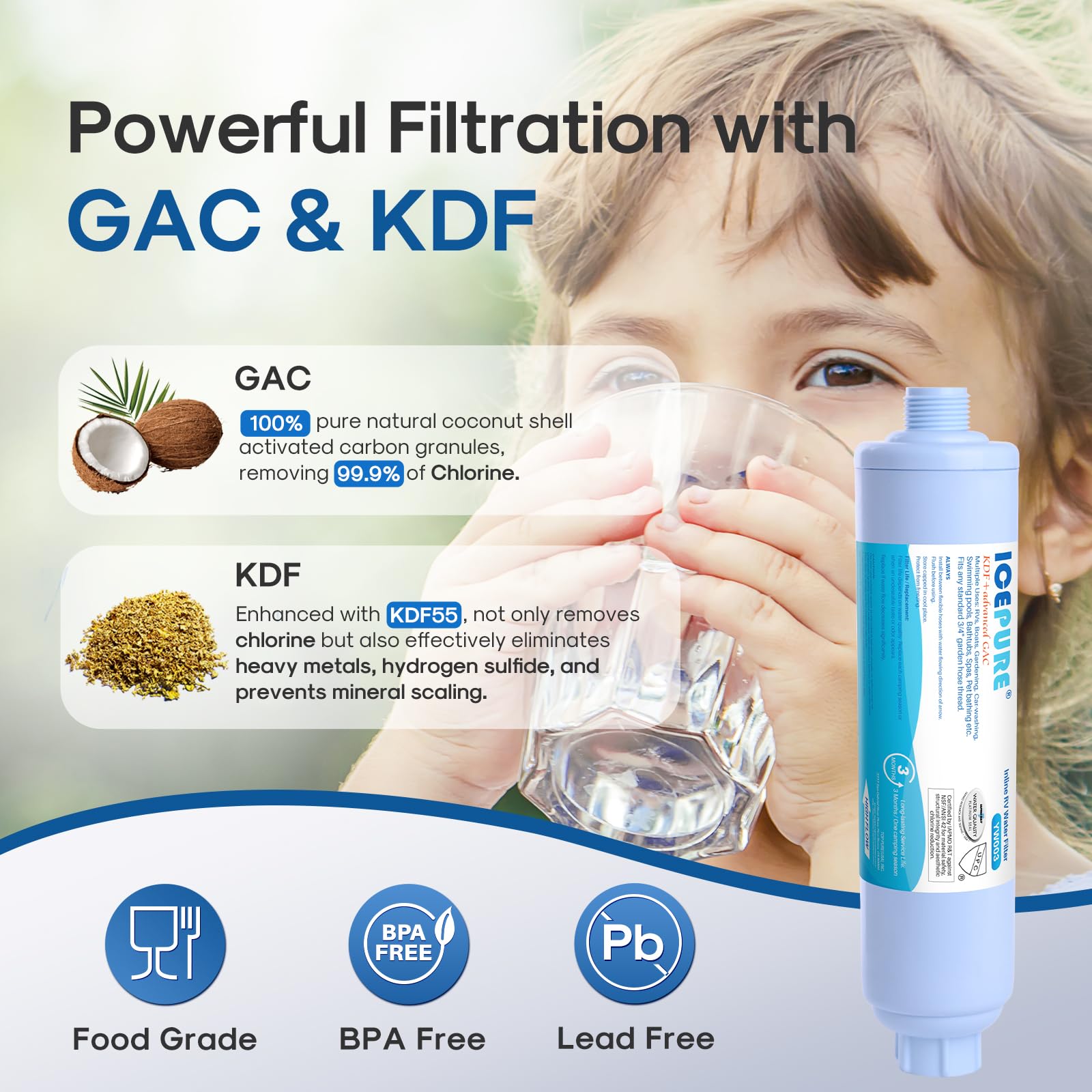 Icepure Rv Water Filter System For Garden, Rv, Pool, Camper, Marine, Boat Hose For Drinking, Car Washing, Gardening, Planting, S