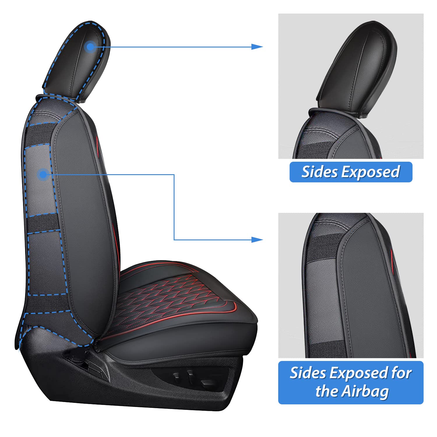 Nilight Car Seat Covers Custom Fit 2009-2024 Ram 1500 And 2010-2024 2500 3500 Crew Cabs Mega Cab Waterproof Leather Cushion For