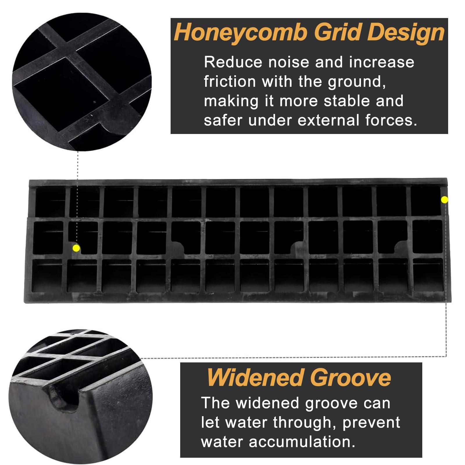 Nisorpa 5 Rubber Curb Ramps 10 Ton Heavy Duty Loading Driveway Ramps with 4 Expansion Screws, Wheelchair Threshold Non-Slip Ra