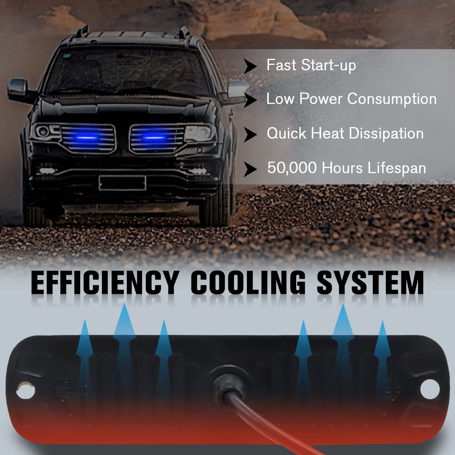 Dibms Led Emergency Strobe Lights Bar 8X Blue 6 Led Strobe Warning Emergency Flashing Light Caution Construction Hazard Light Ba