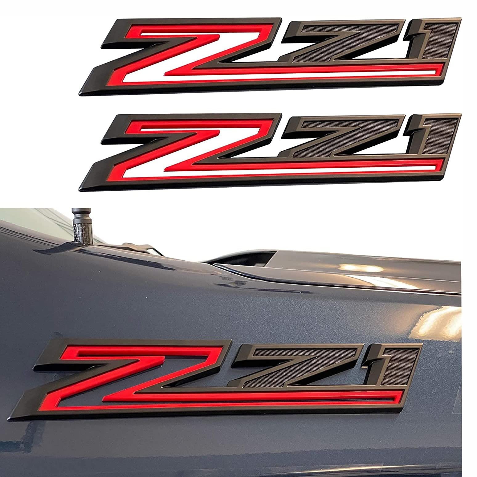 2Pack 2019-2024 Oem Z71 Emblems Side Decals Badges Compatible With Silverado Z71 Parts 84632695 (Black Red)