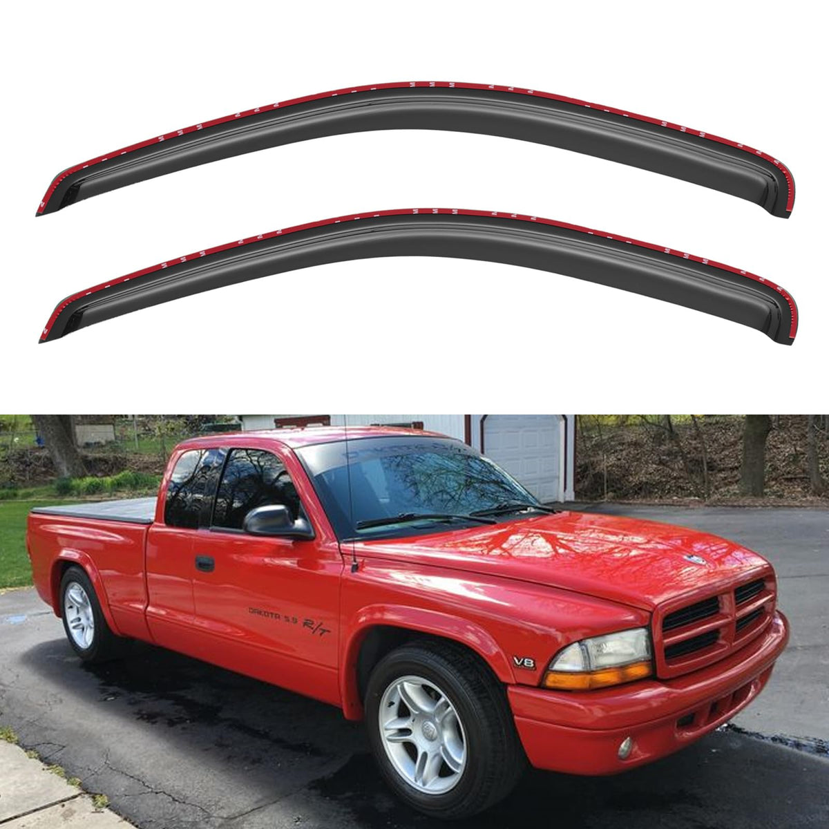 in-Channel Window Visors Rain Guards Shield for 1997-2004 Dodge Dakota Regular Cab, 2Pcs Window Vent Wind Deflectors Visors Shad