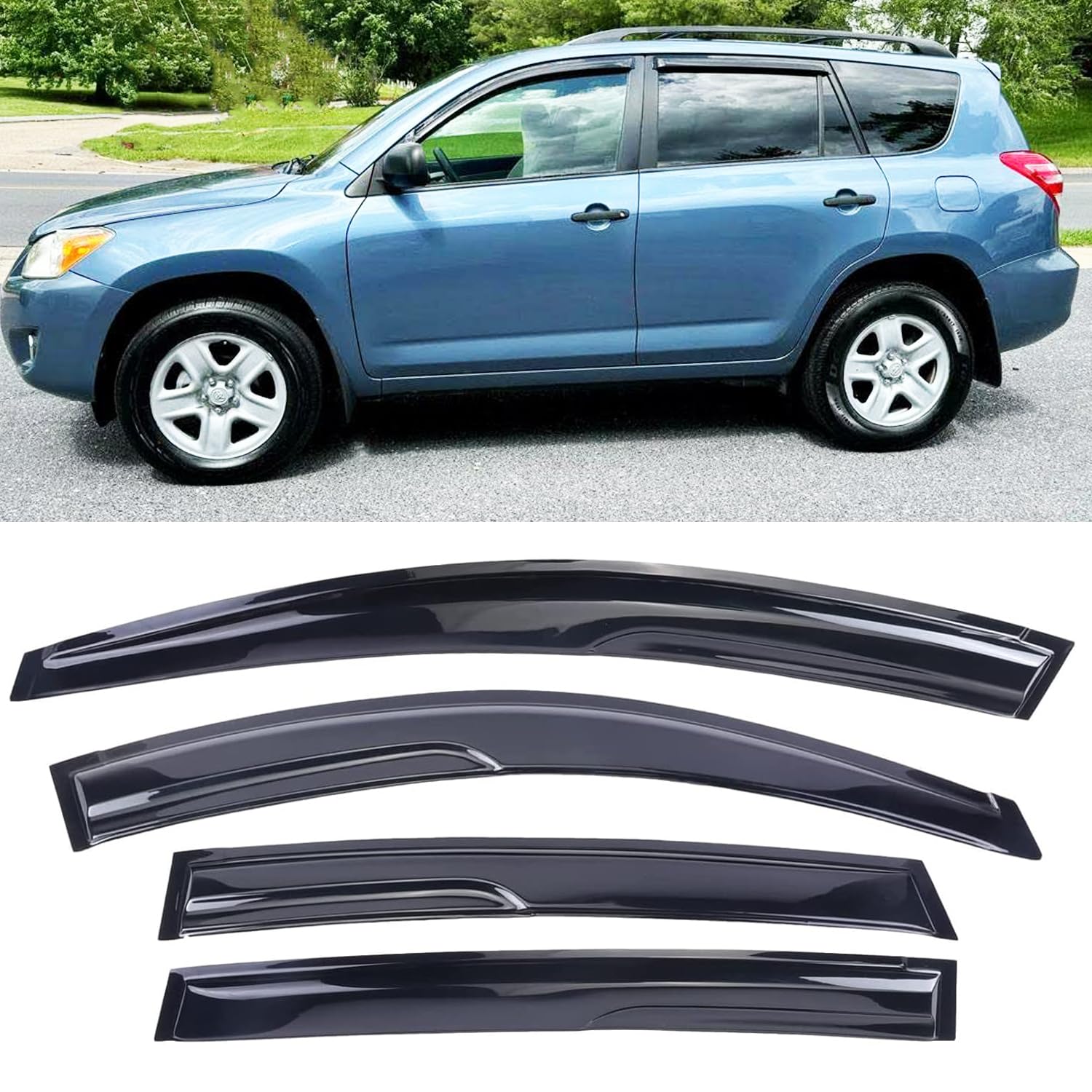 Side Car Window Visors Rain Guards For 2006-2012 Toyota Rav4 Xa30 Wind Deflectors Vent Window Shades