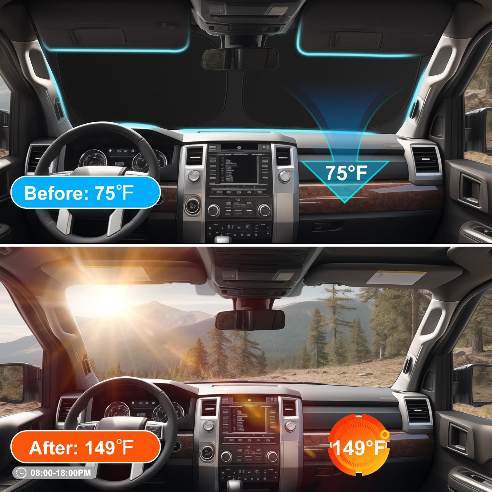 Shinehome 2024 Upgrade Front Windshield Sun Shade Foldable Rav4 Sunshade For 2019-2024 Rav4 Rav-4 Suv Crossover, Trd Off-Road, L