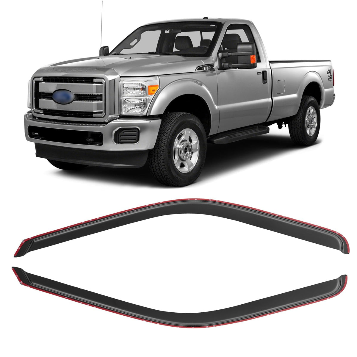 in-Channel Window Visors Rain Guards for 1999-2016 Ford F250 F350 F450 F550 Super Duty, Window Vent Wind Deflectors Visors Shade
