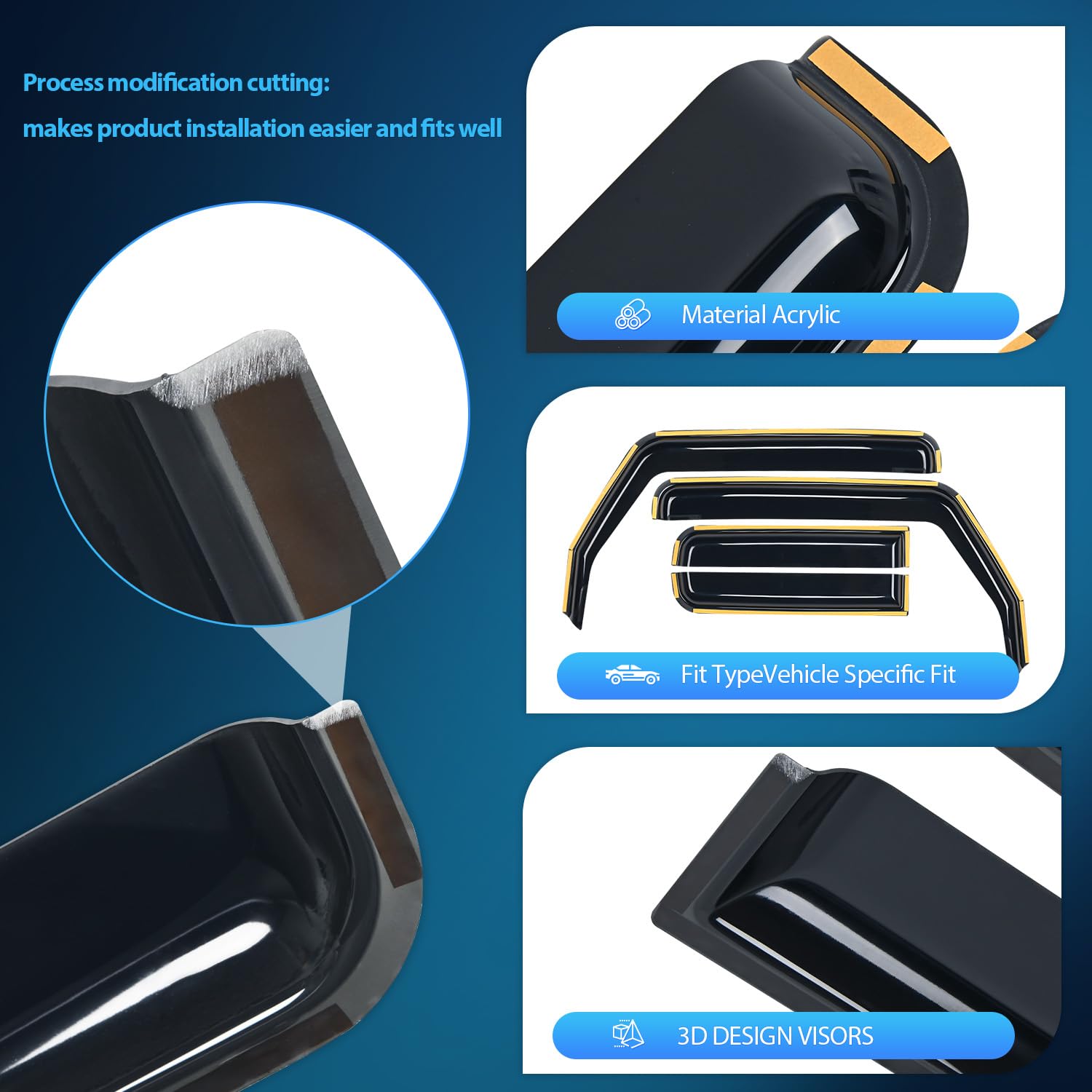 Nilight Window Visor Compatible With Jeep Wrangler Jl/Jeep Gladiator 2018 2019 2020 2021 2022 2023 2024 Vent Window Visors, Rain