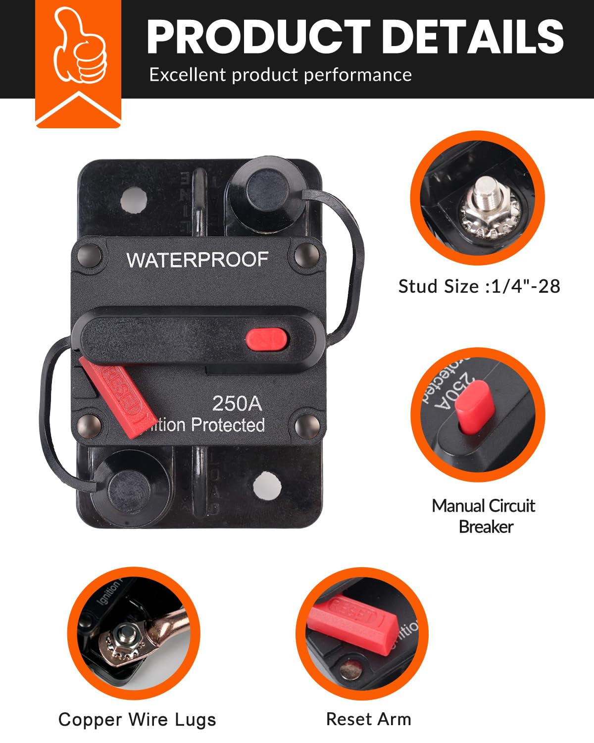 Bulvack 100 Amp Circuit Breaker With Manual Reset Waterproof Inline Fuse Inverter For Marine Trolling Motors Boat Atv Manual Pow