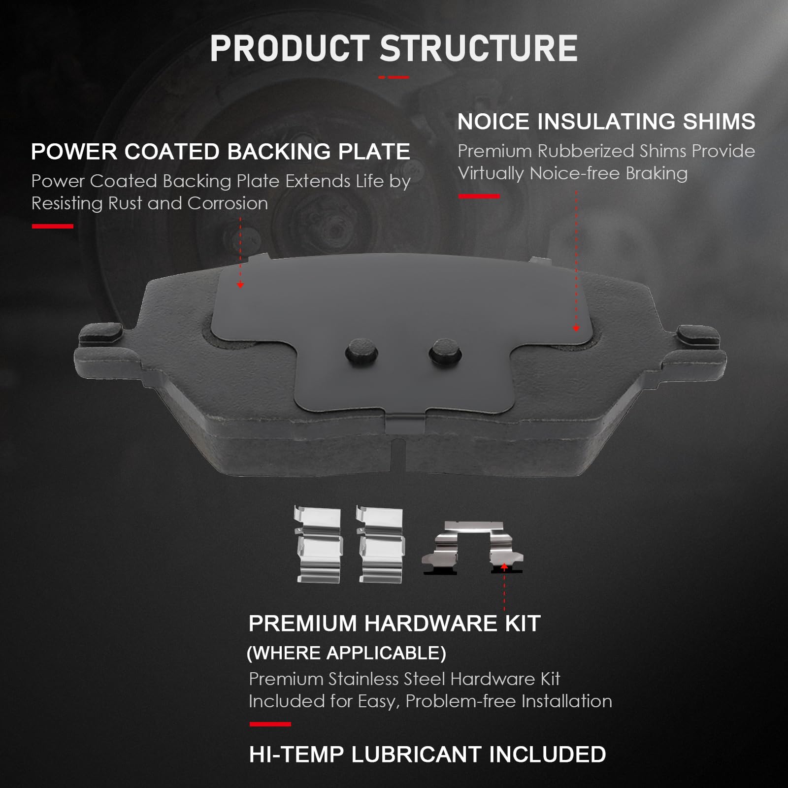Cciyu D1811 D1809 Front & Rear Professional Ceramic Brake Pads Set Fit For 2016-2018 For Fiat 500X,2016-2020 For Jeep Compass,20
