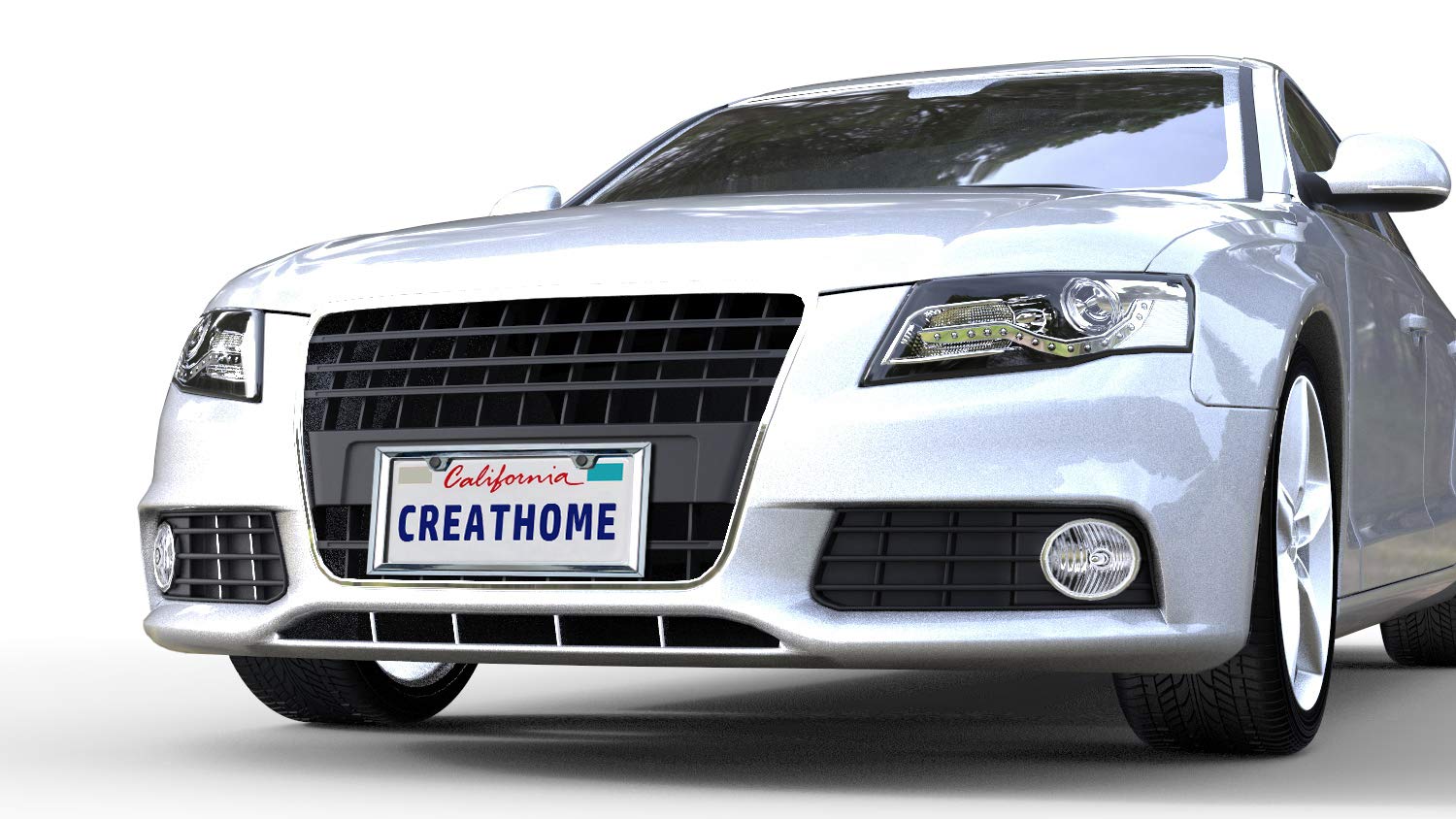 Creathome 3D Chrome License Plate Frames, Pure Zinc Alloy Metal (Triangle Patterned)