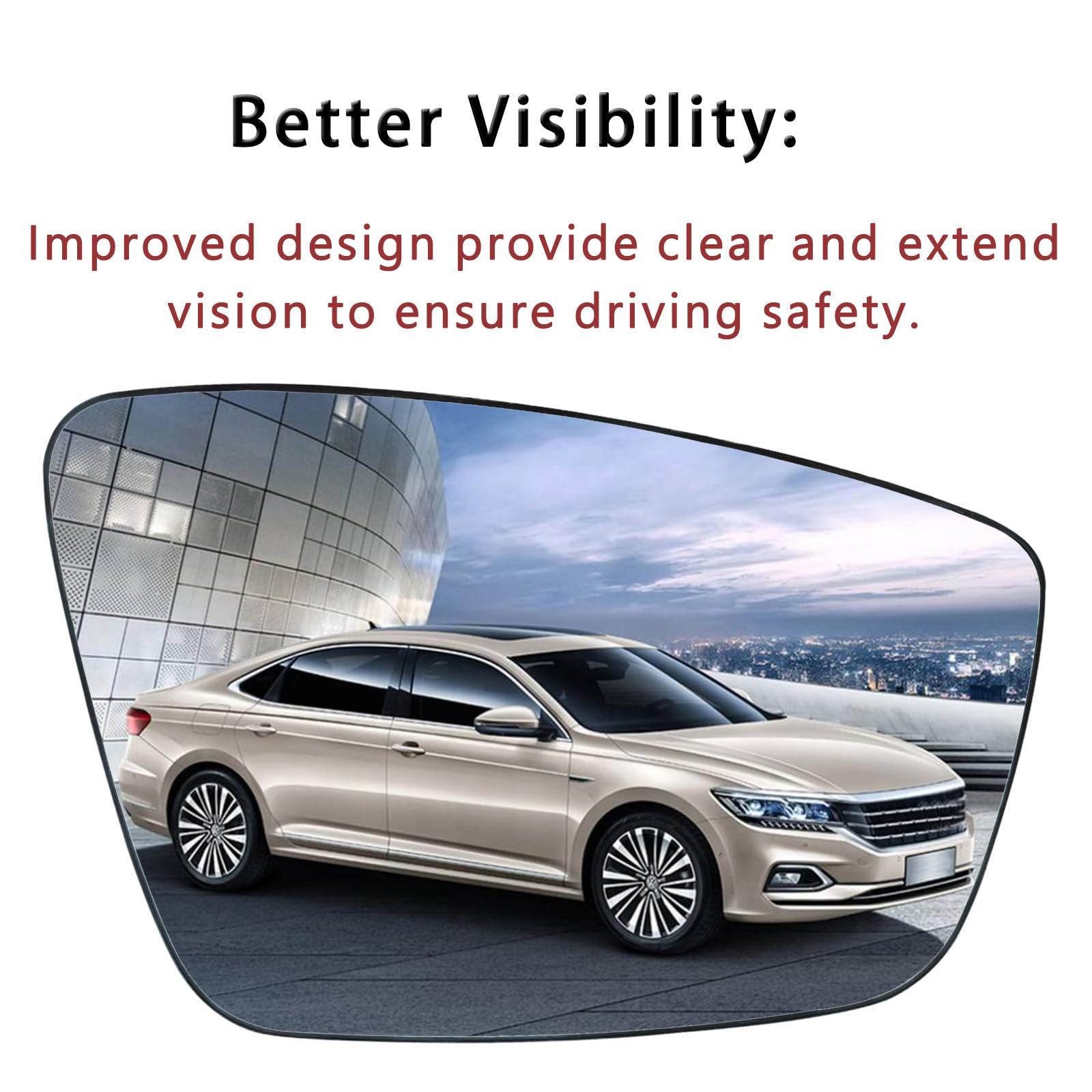 Passenger Side Mirror Lower Glass Replacement For 2011 2012 2013 2014 2015 2016 2017 2018 Volkswagen VW Passat Jetta Beetle - Fo