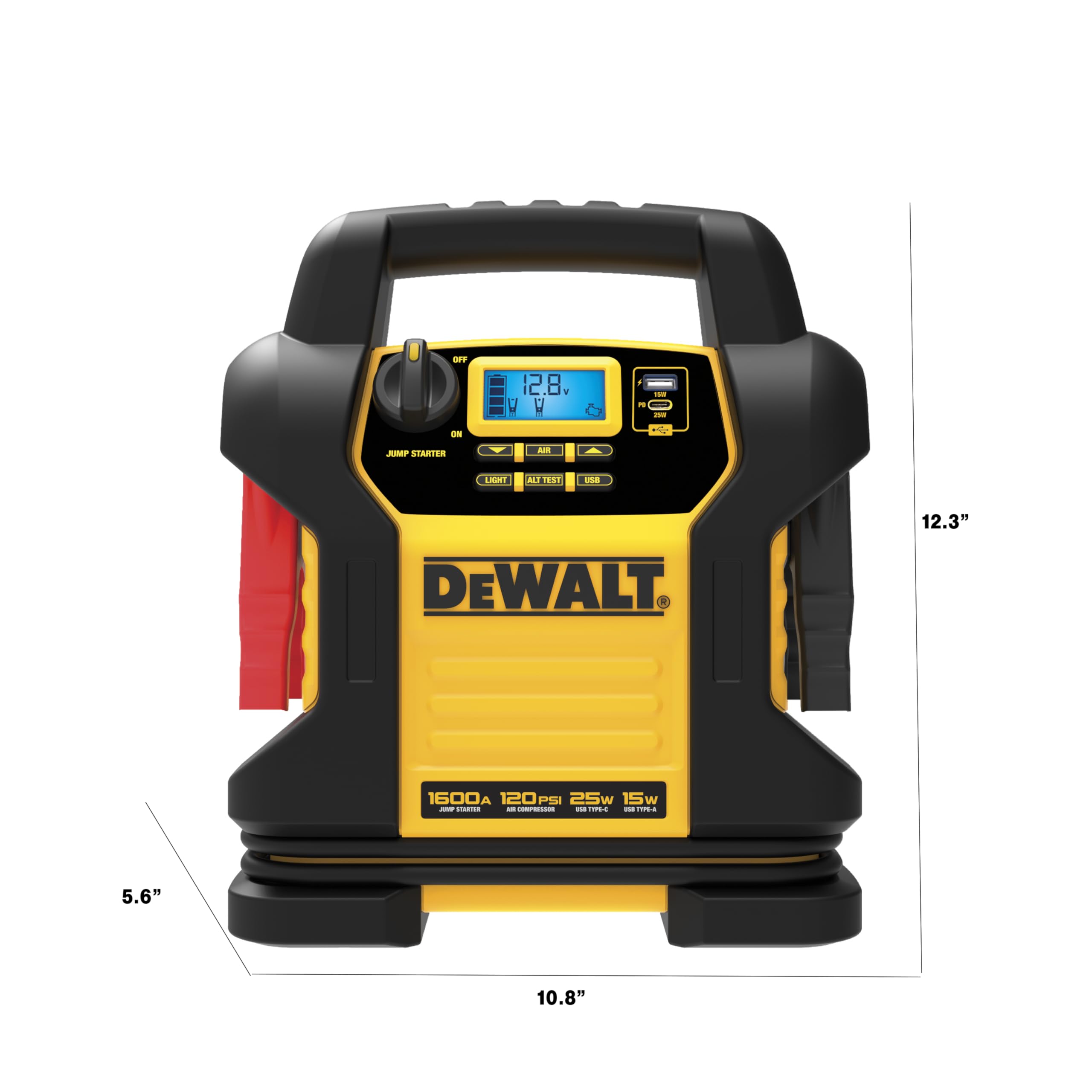 DEWALT DXAEJ14-Type3 Digital Portable Power Station Jump Starter - 1600A, 120 PSI Compressor, AC Charging, USB-A & USB-C Ports