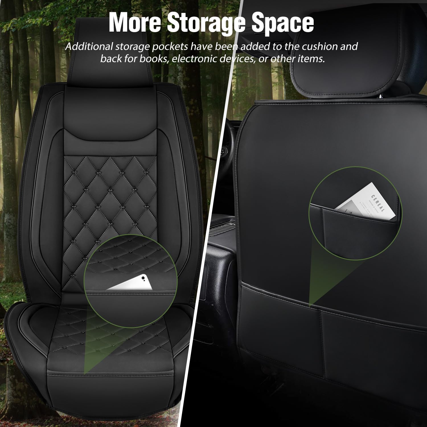 Nilight Car Seat Covers Waterproof Breathable Faux Leather Cushions Anti-Slip Universal Cover For Hyundai Honda Accord Kia Civic