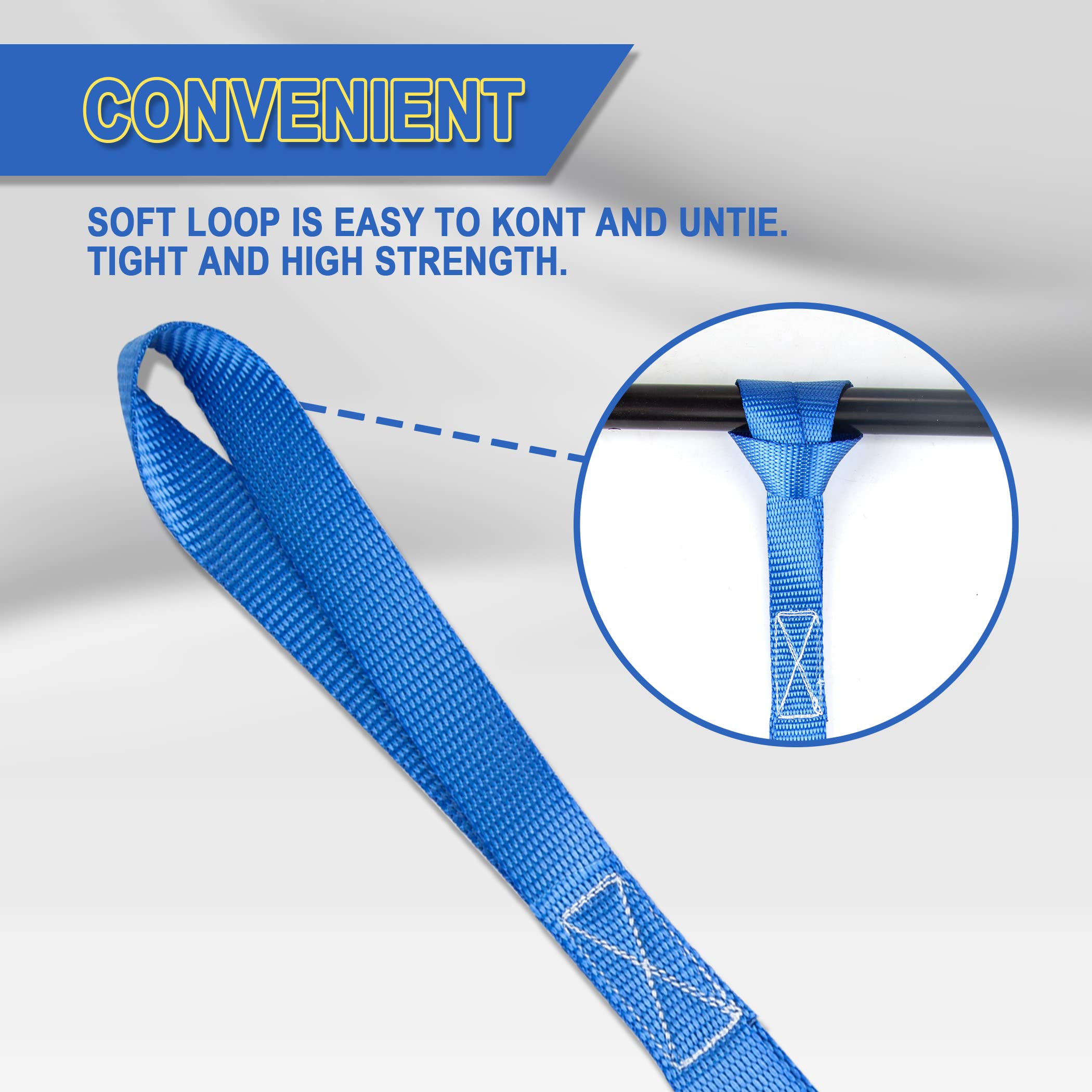 Cartman Soft Loop Tie-Down Straps In Blue Color, 8Pk X 18In, 3600Lbs